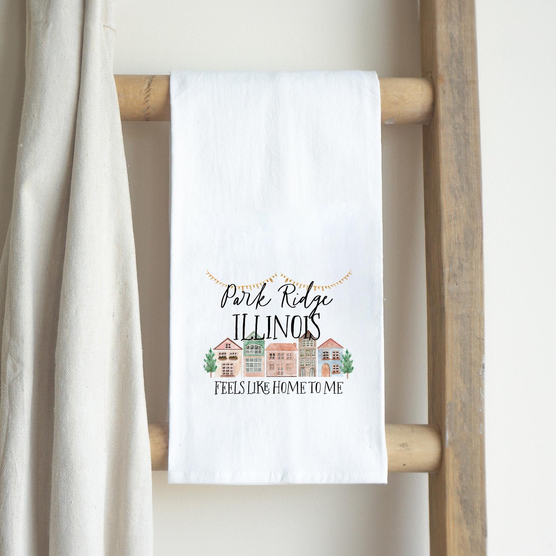 Cotton Tea Towel White-Feels Like Home Park Ridge Illinois -2