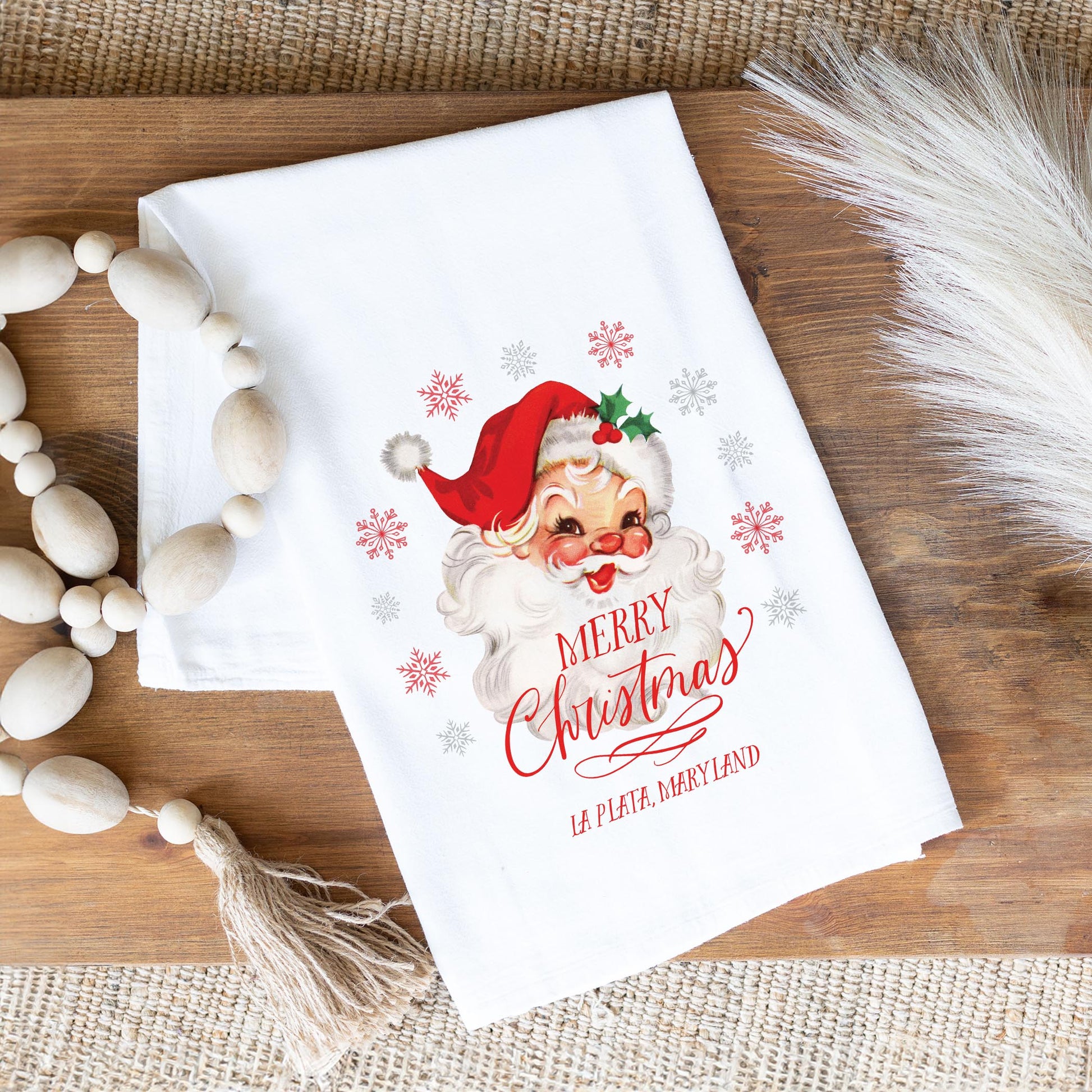 Cotton Tea Towel White-Classic Santa La Plata Maryland -1