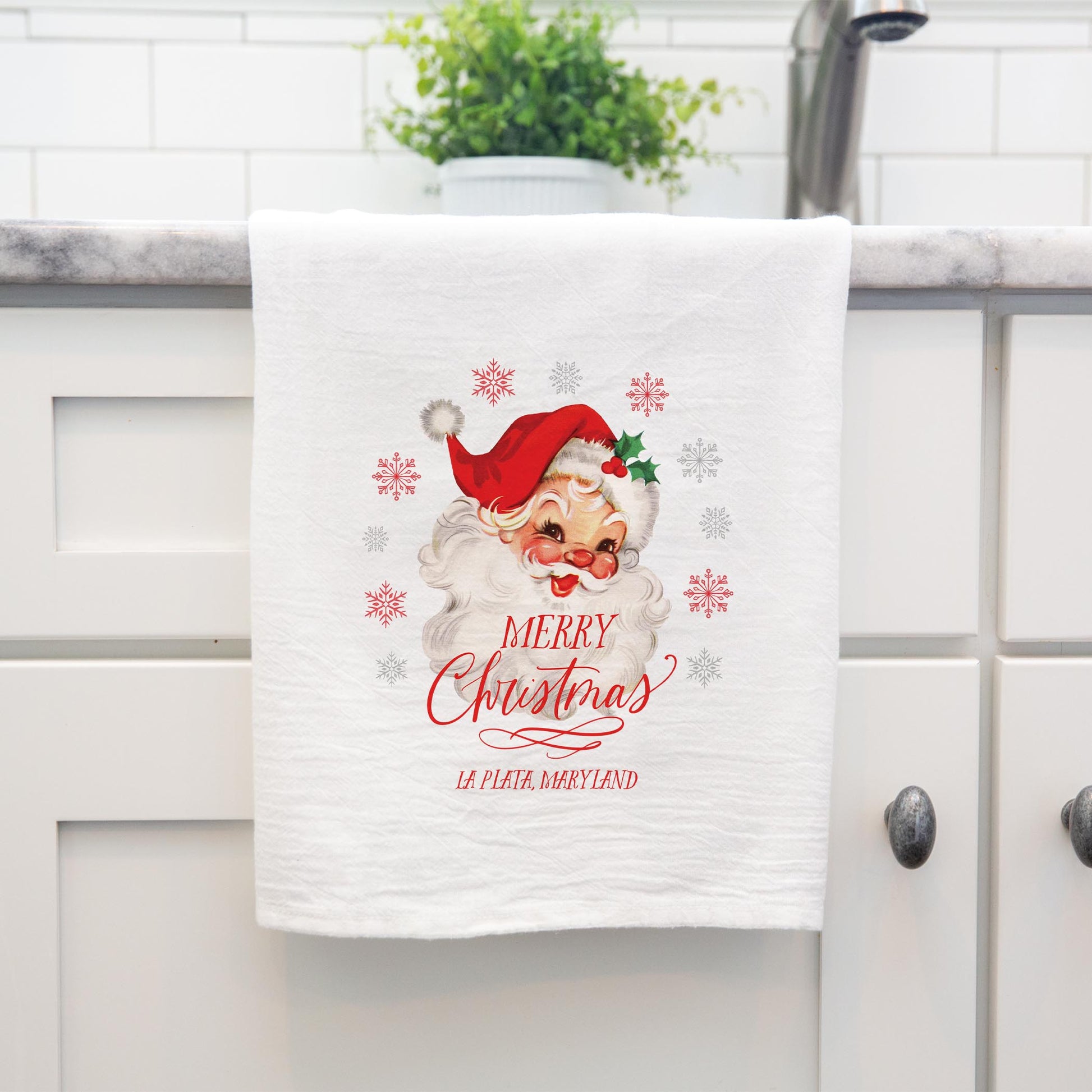 Cotton Tea Towel White-Classic Santa La Plata Maryland -3