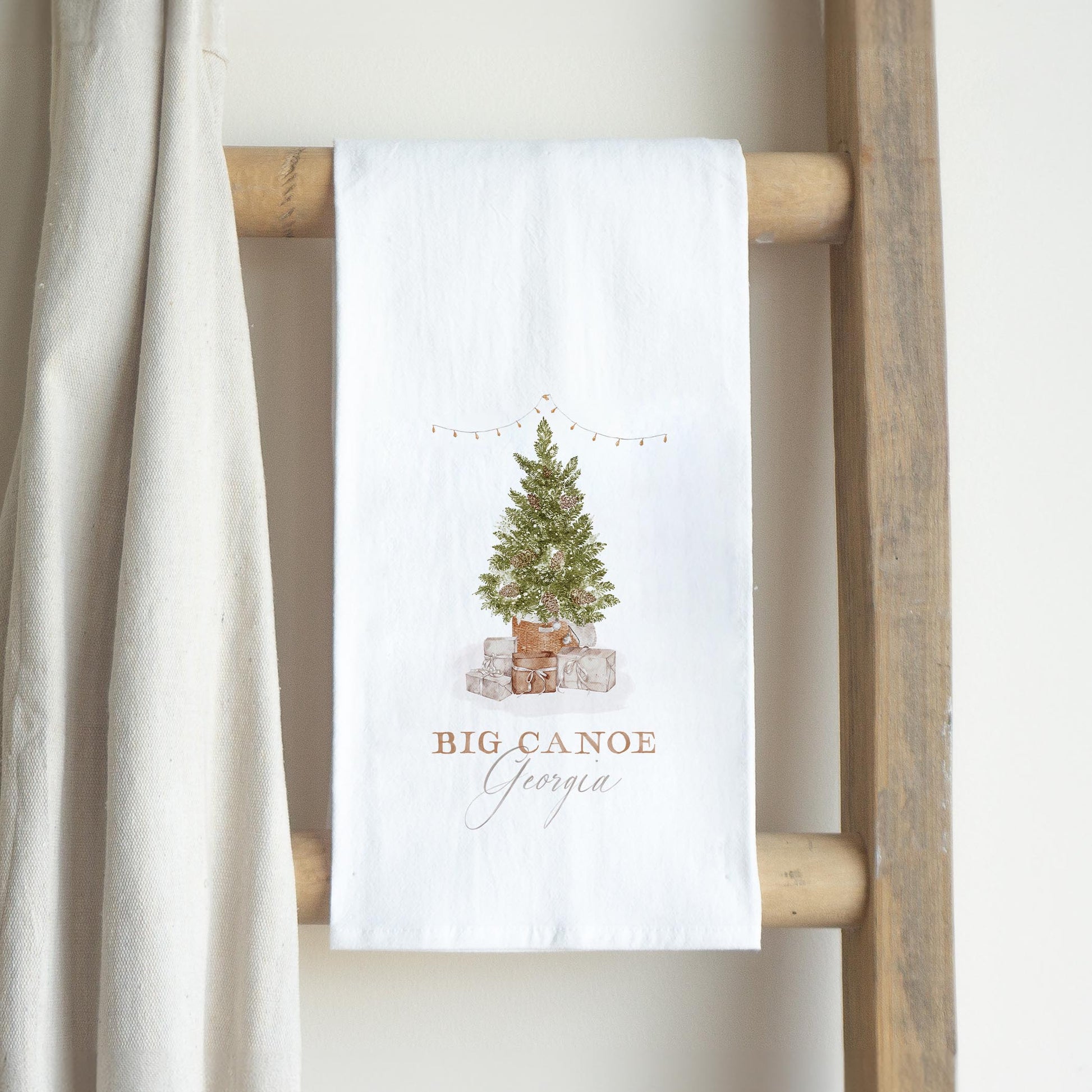 Cotton Tea Towel White-Cottage Tree Big Canoe Georgia -2