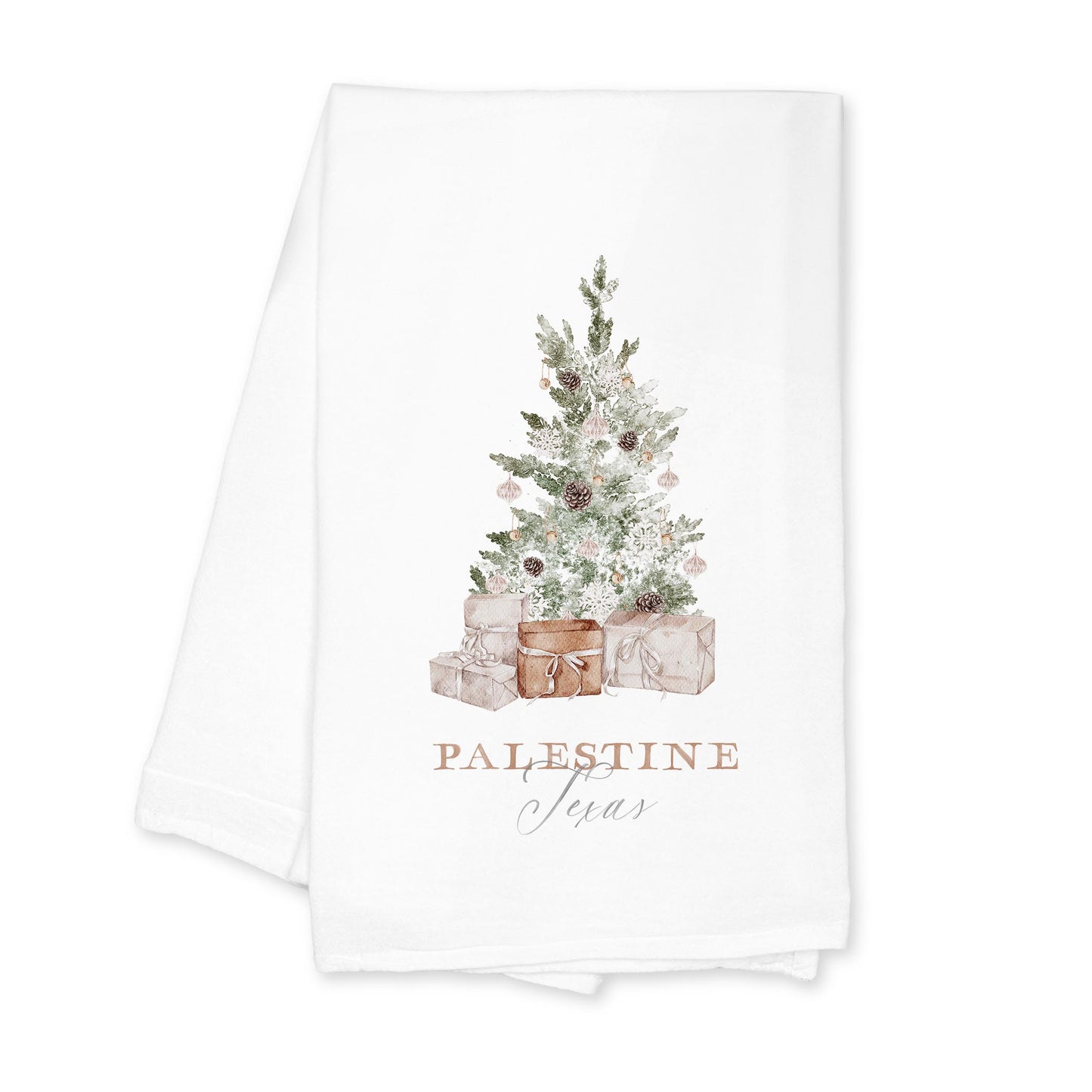 Cotton Tea Towel White-Crystal Cottage Tree Palestine Texas -0