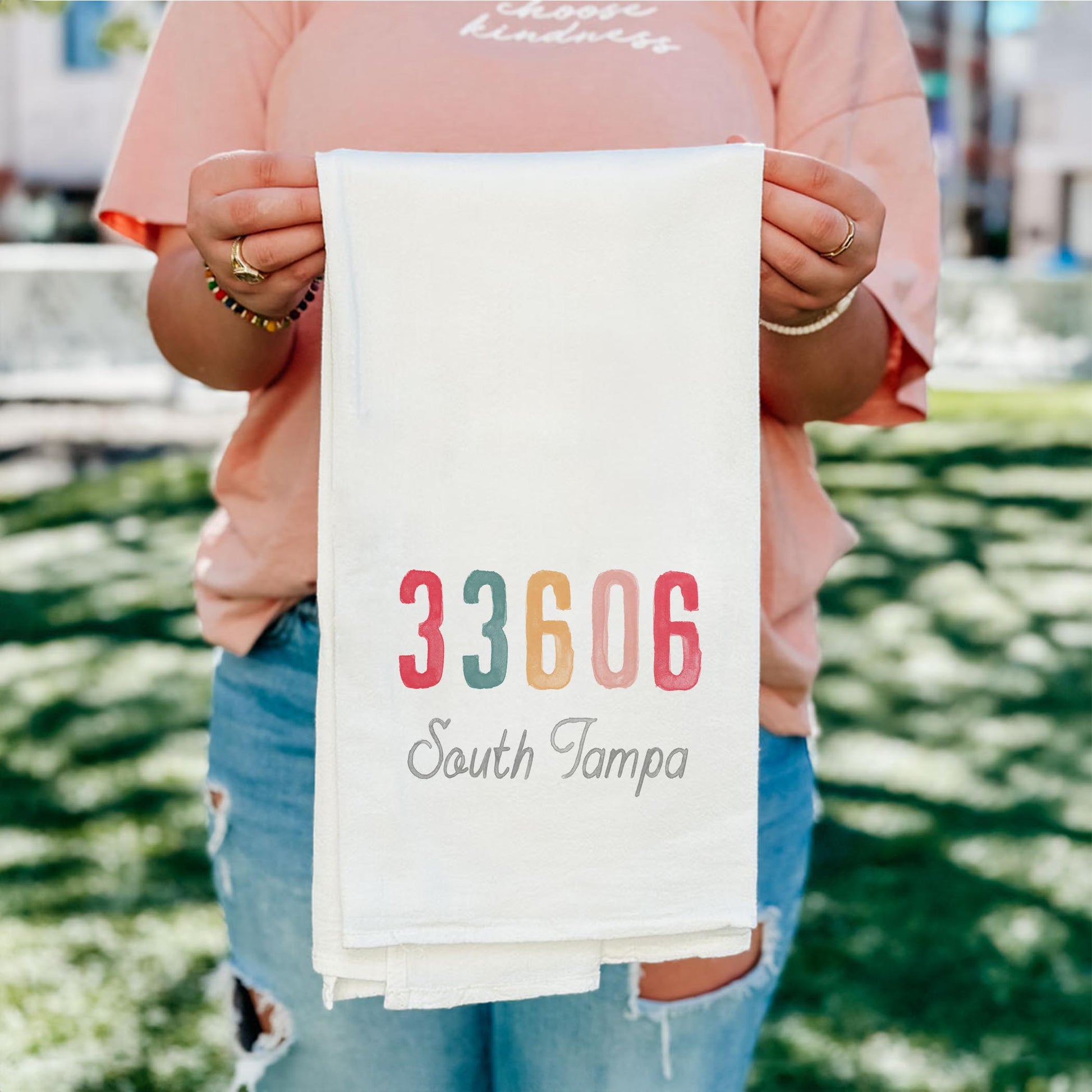 Cotton Tea Towel White-Watercolor ZIP 33606 South Tampa -4