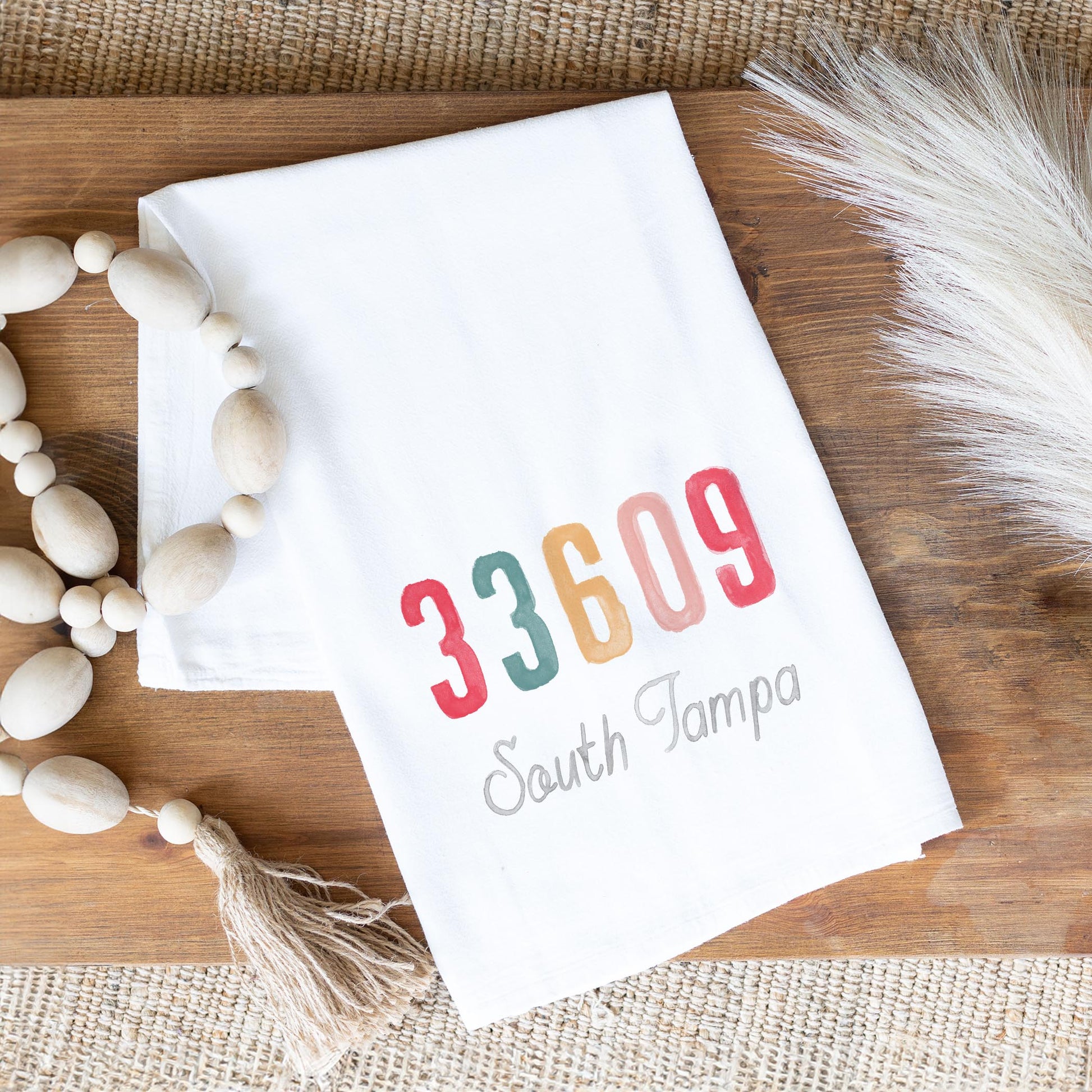 Cotton Tea Towel White-Watercolor ZIP 33609 South Tampa -1