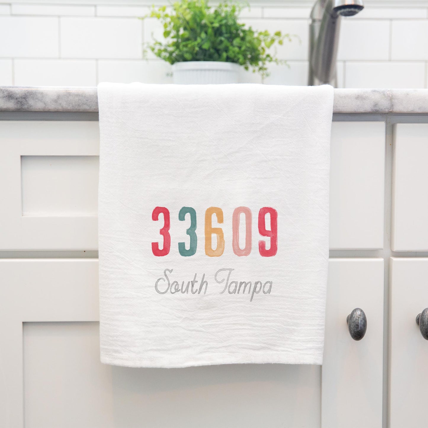 Cotton Tea Towel White-Watercolor ZIP 33609 South Tampa -3