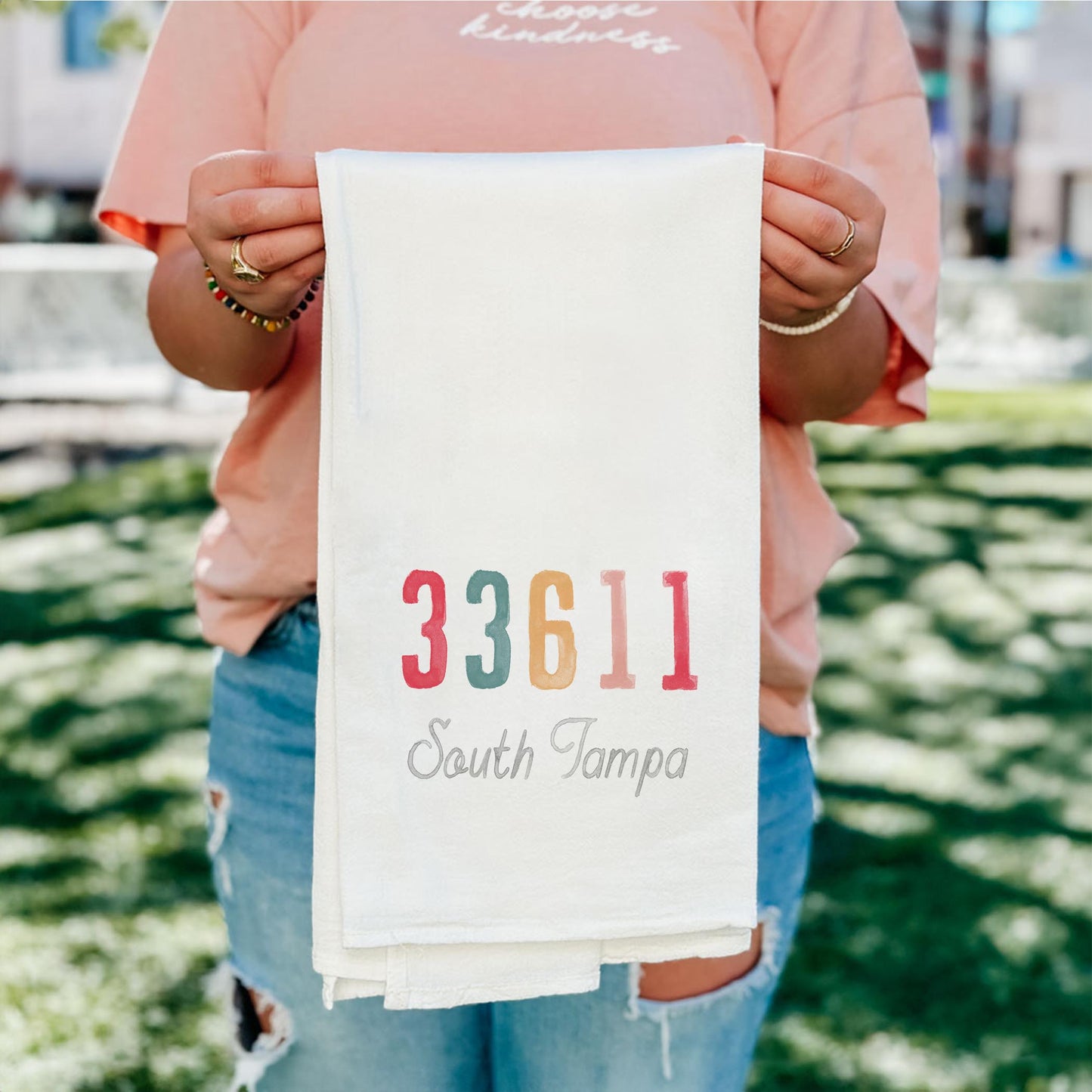 Cotton Tea Towel White-Watercolor ZIP 33611 South Tampa -4