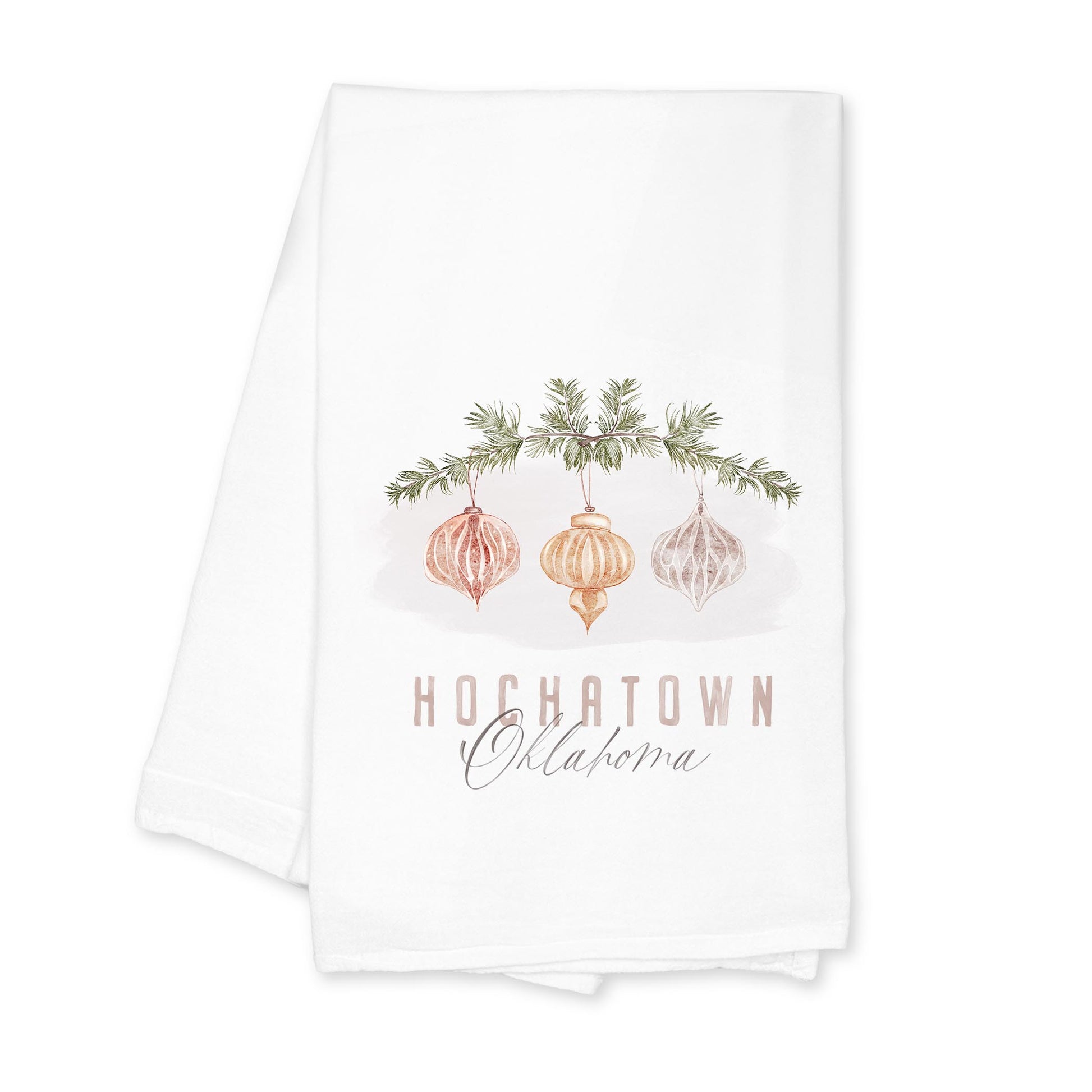 Cotton Tea Towel White-Ornaments Hochatown Oklahoma -0