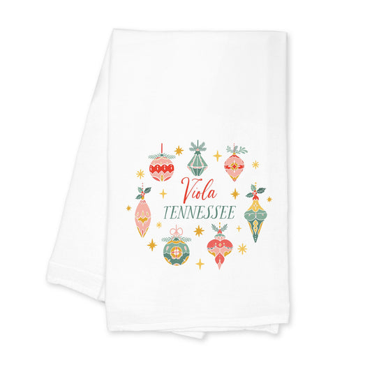 Cotton Tea Towel White-Ornament Gems Viola Tennessee -0
