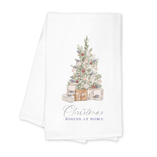 Cotton Tea Towel White-Crystal Cottage Lavender Tree -0