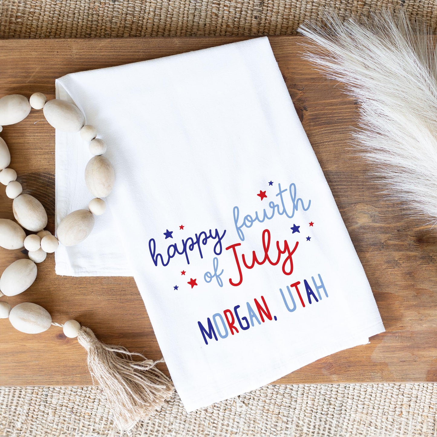Cotton Tea Towel White-4th Of July Morgan Utah -1