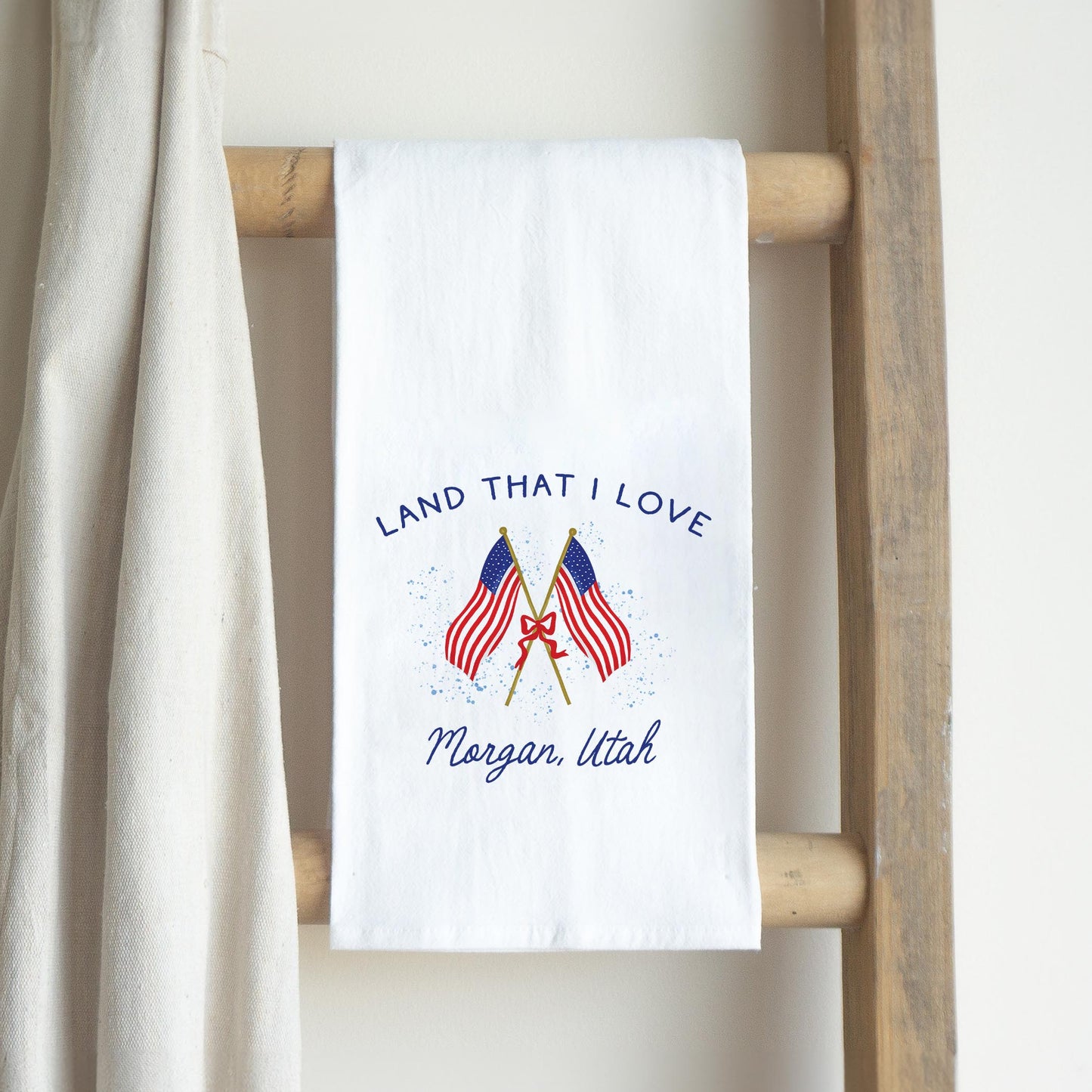 Cotton Tea Towel White-American Summer Morgan Utah -2