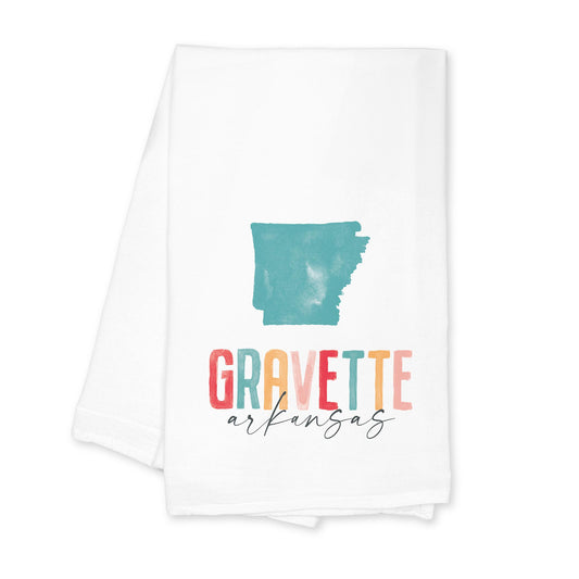 Cotton Tea Towel White-Gravettects1798watercolorcity