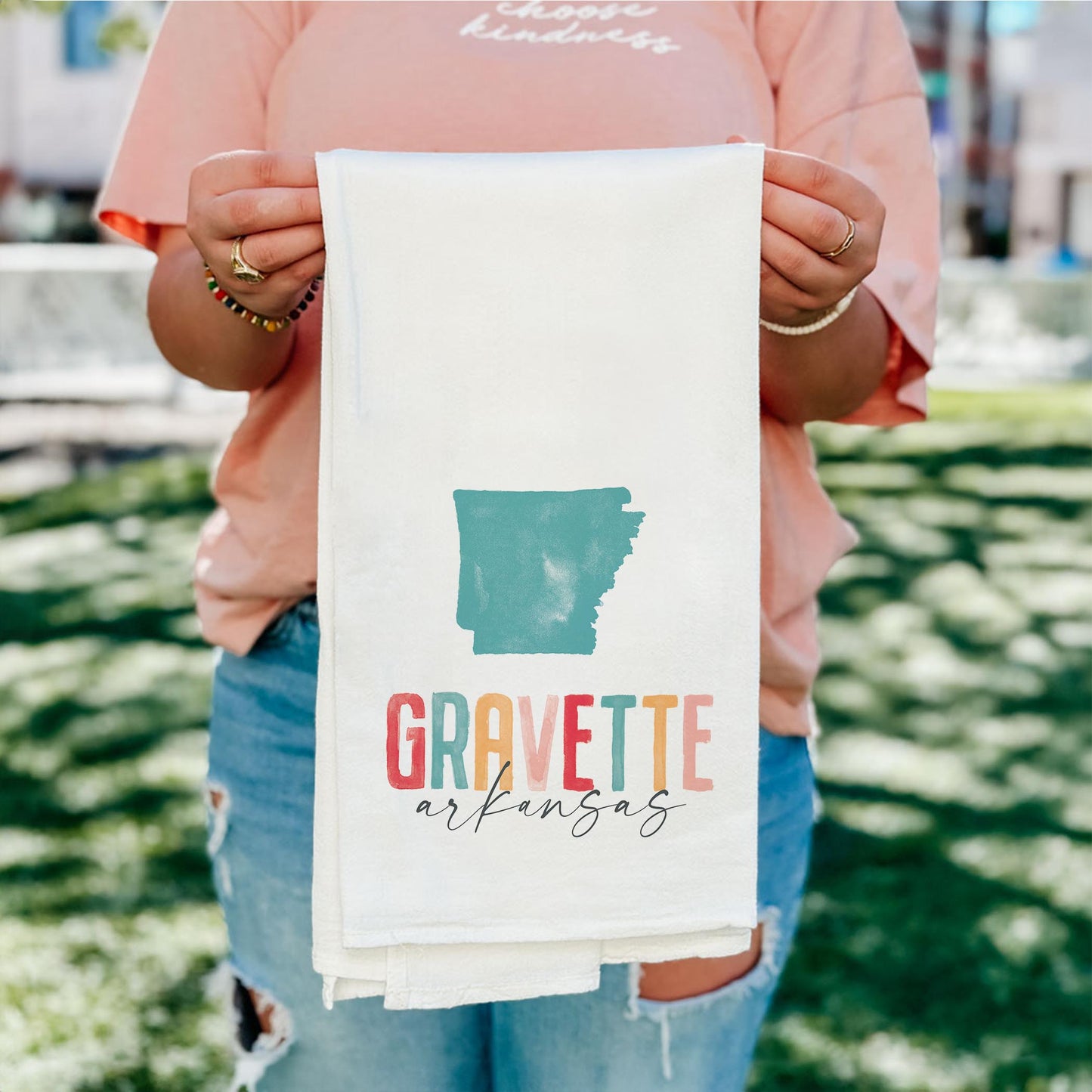 Cotton Tea Towel White-Gravettects1798watercolorcity