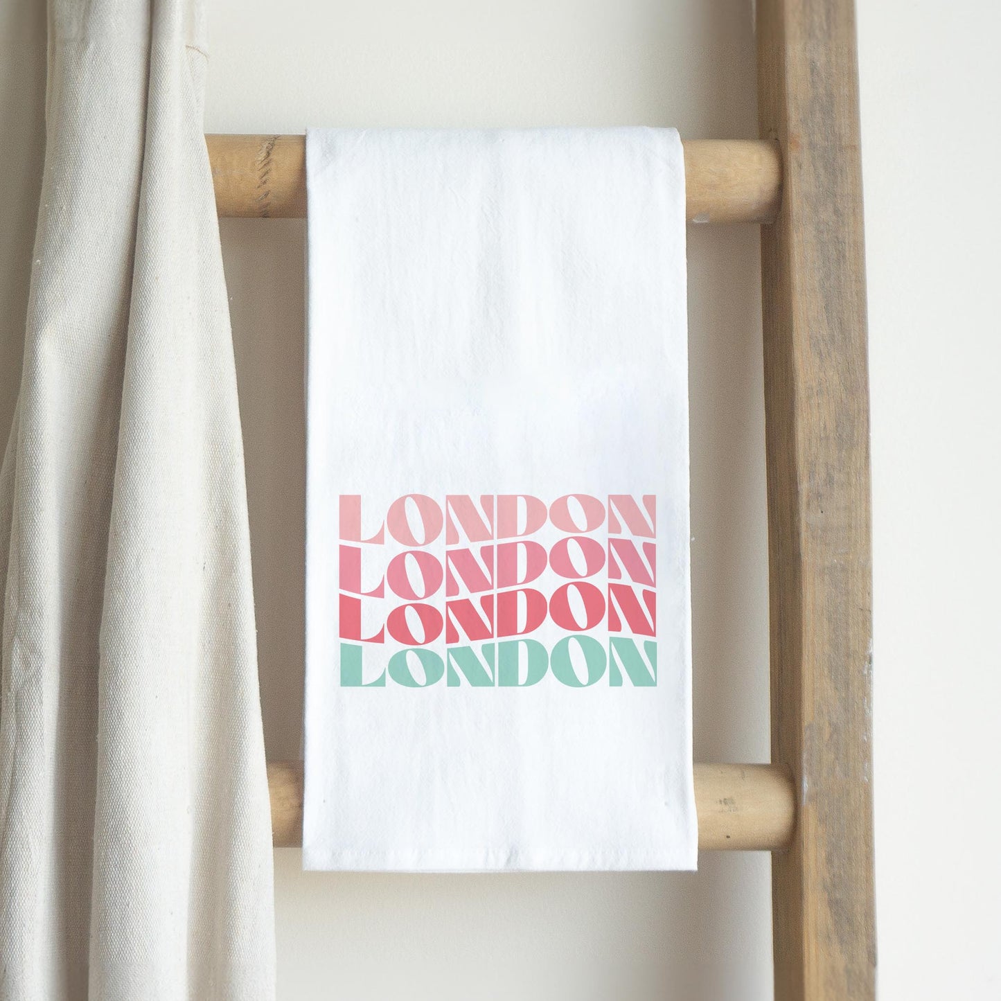 Cotton Tea Towel White-Retro Wave London Ohio
