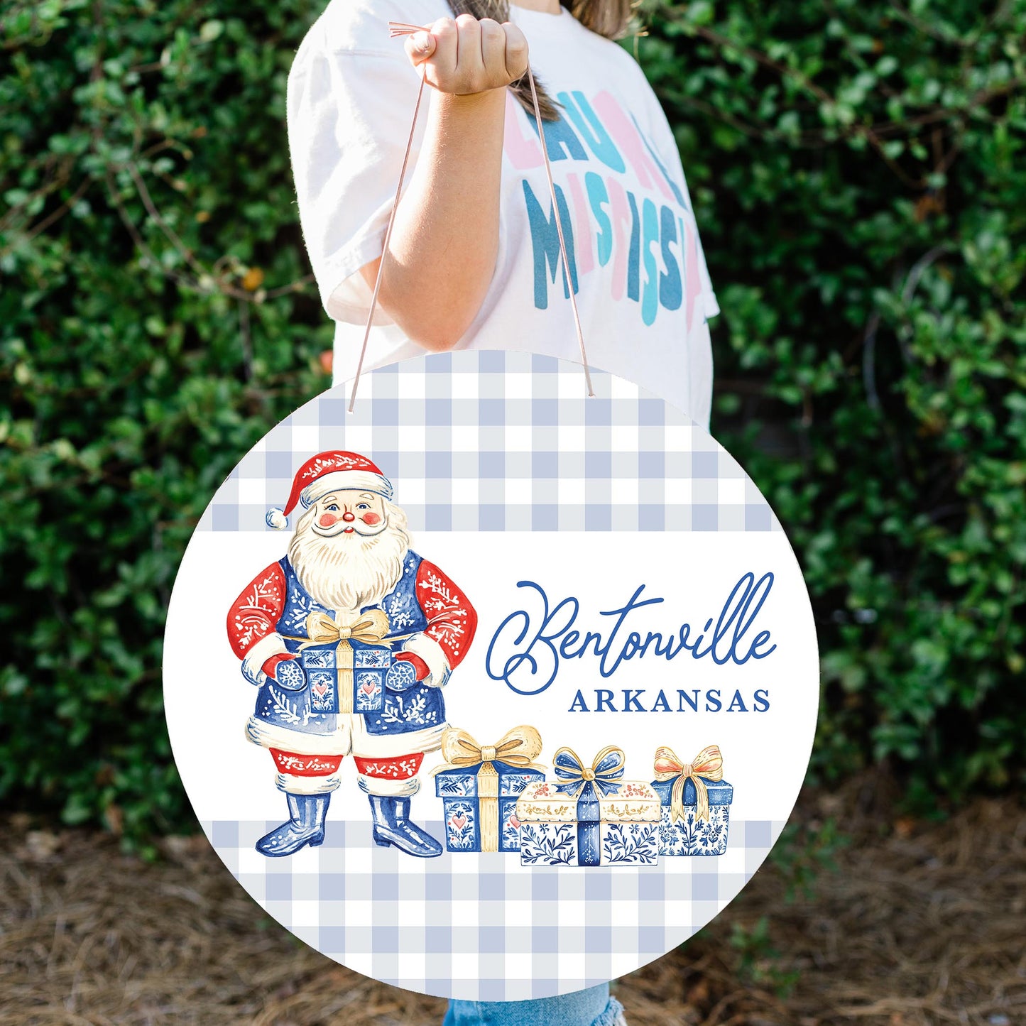 20" Door Hanger-Love+Local Blue Noel - A Grand Millennial Christmas