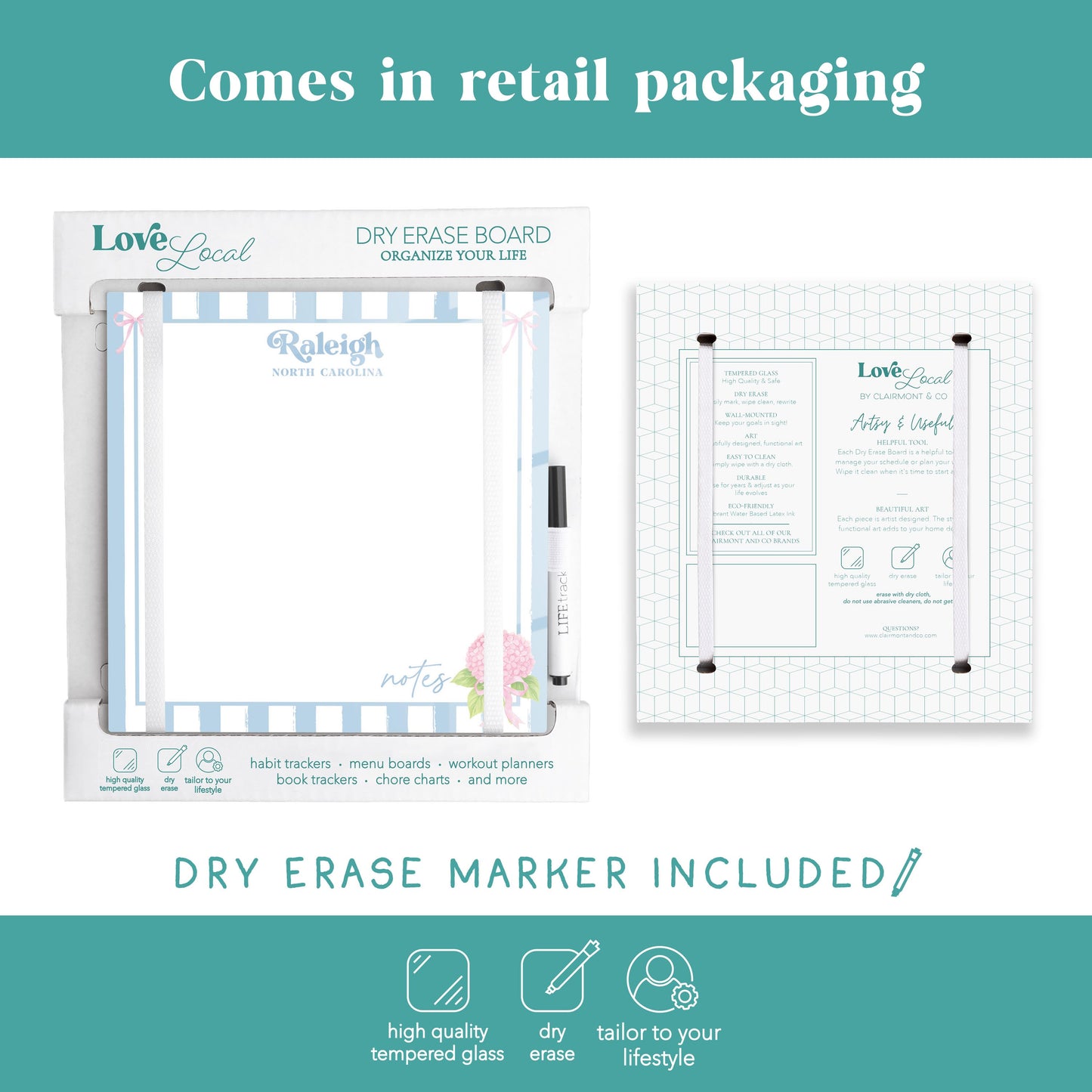 8x8 Glass Dry Erase-Love+Local Hydrangea Cottage -5