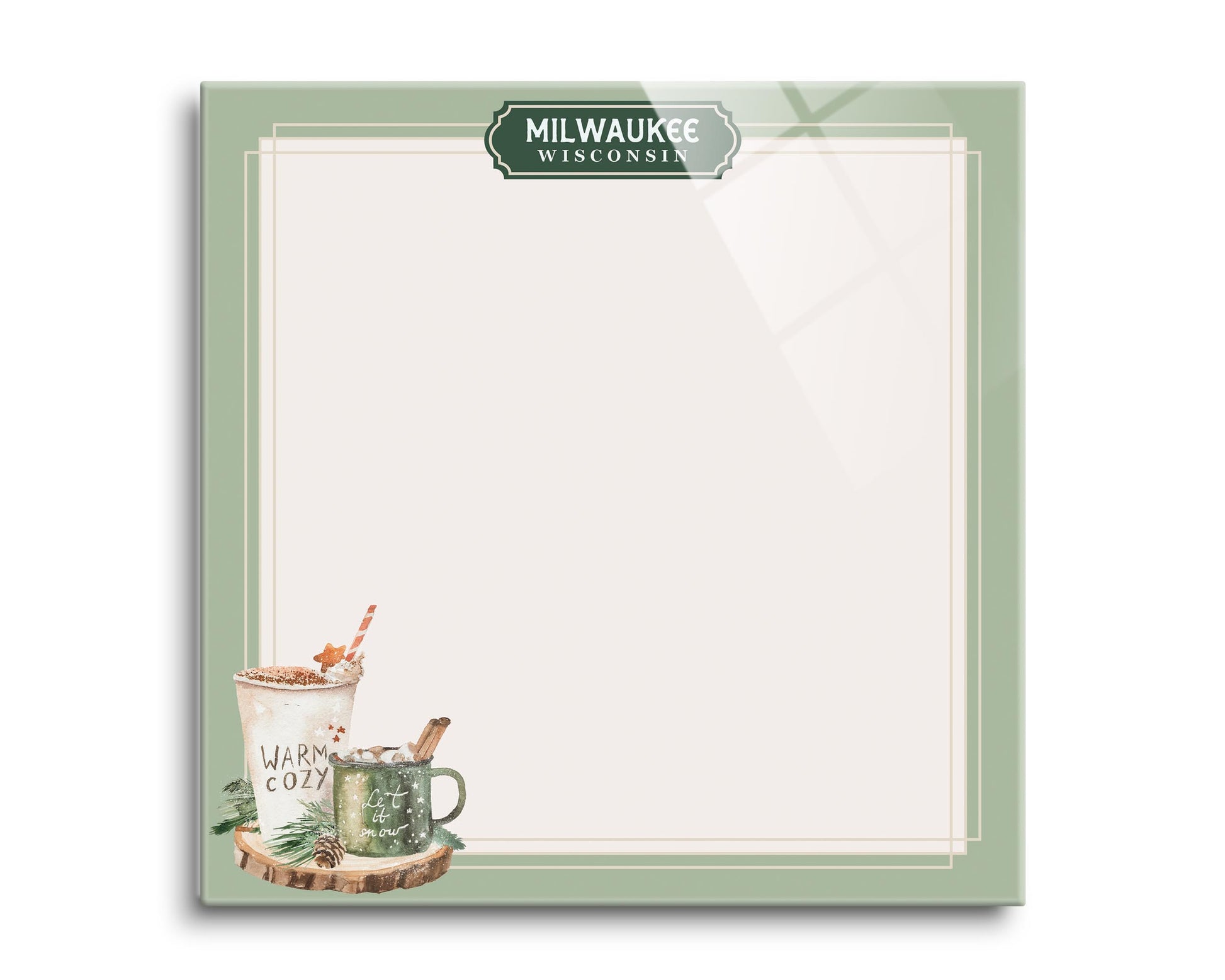 8x8 Glass Dry Erase-Love+Local Woodland -0