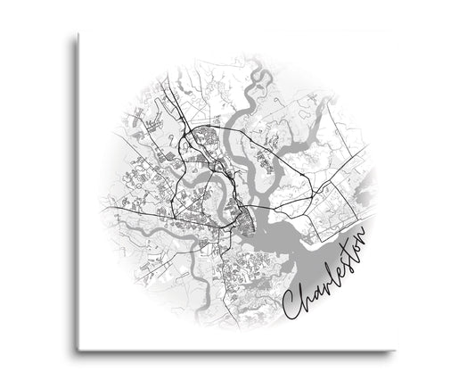 8x8 Glass Plaque-Minimalistic Map Charleston South Carolina -0
