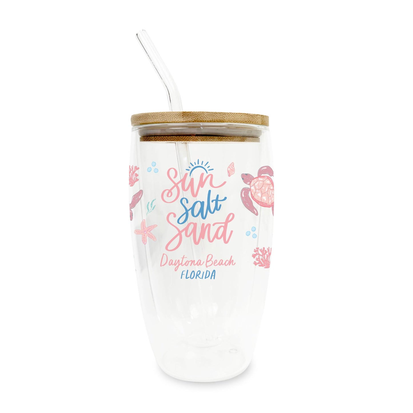 16oz Double Insulated Glass Tumbler-City & State Coastal Sea Turtles -0