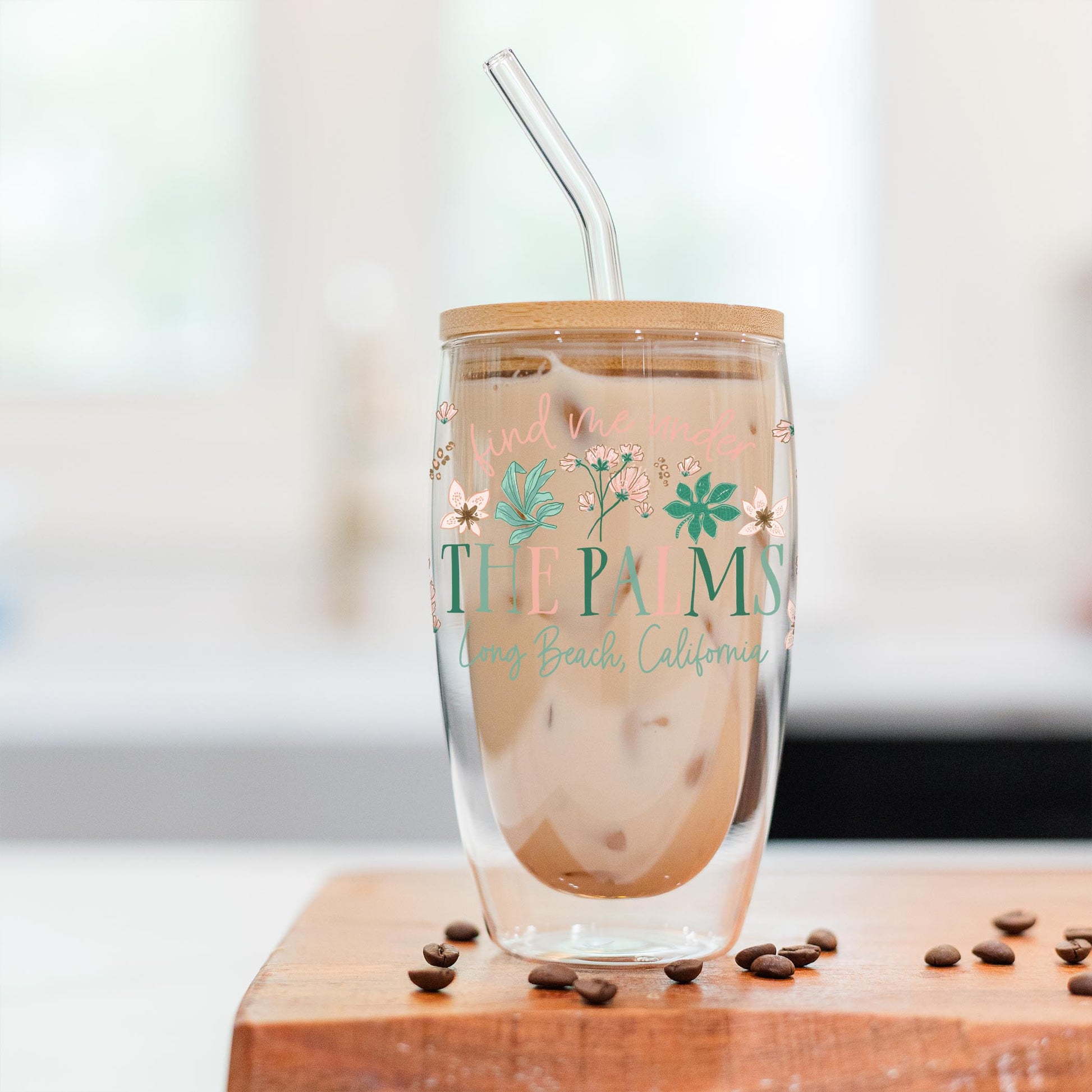 16oz Double Insulated Glass Tumbler-Love+Local Lush Tropics -2