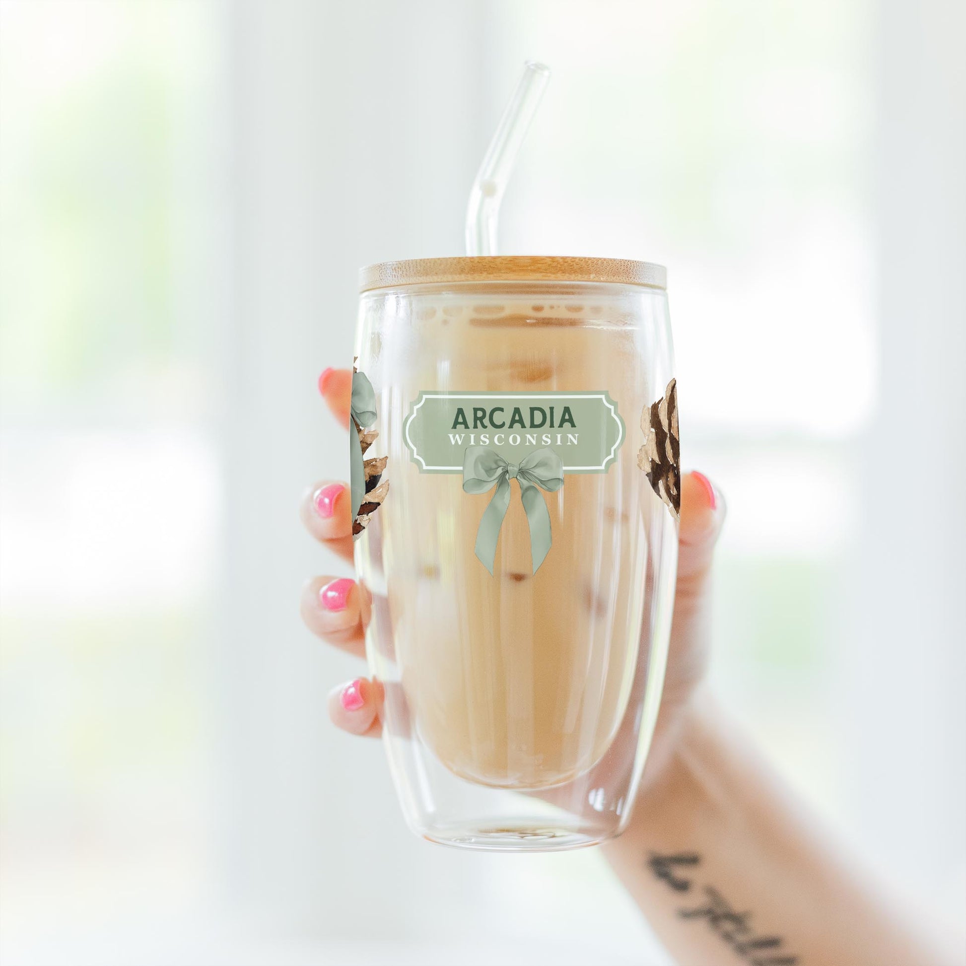 16oz Double Insulated Glass Tumbler-Love+Local Woodland -3