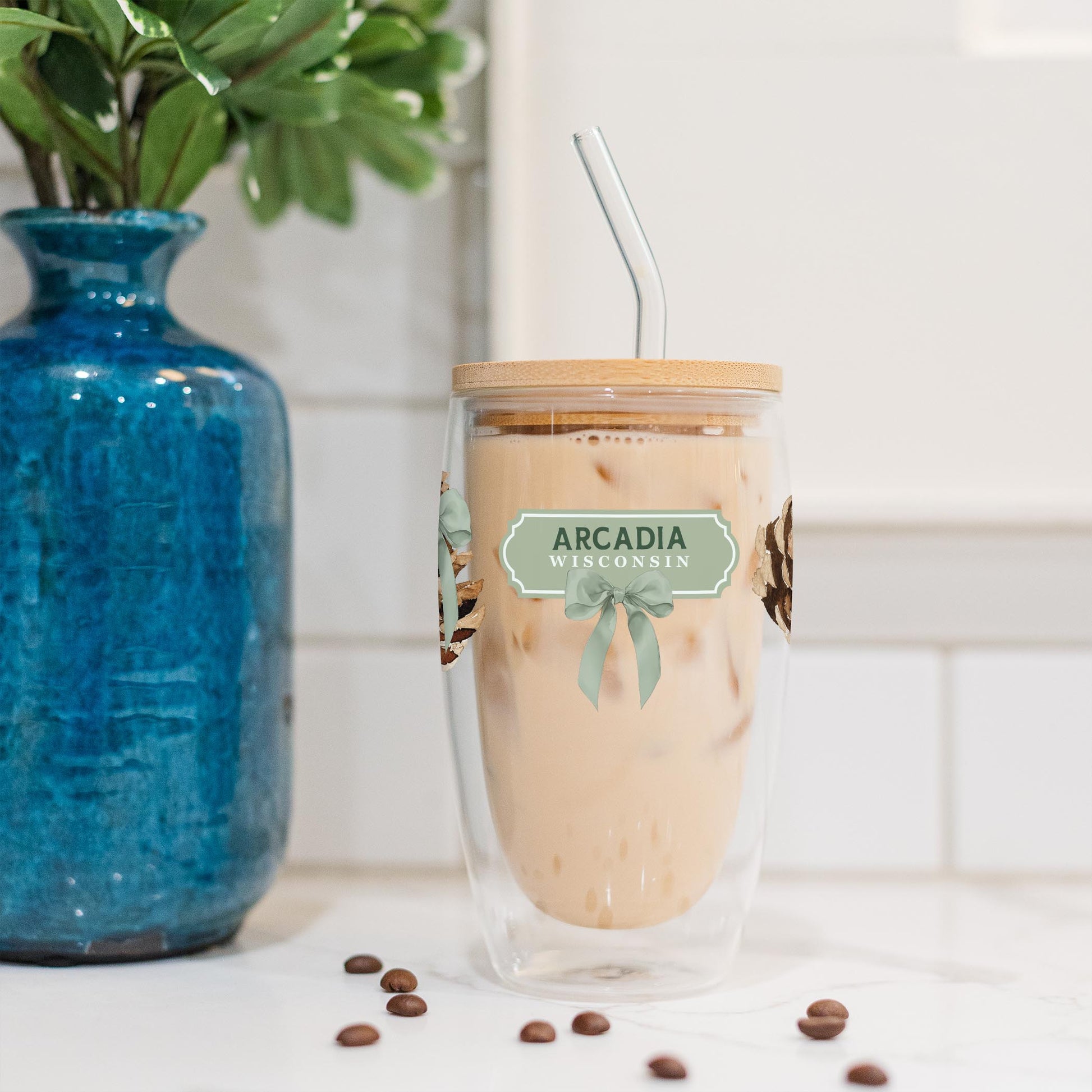 16oz Double Insulated Glass Tumbler-Love+Local Woodland -4