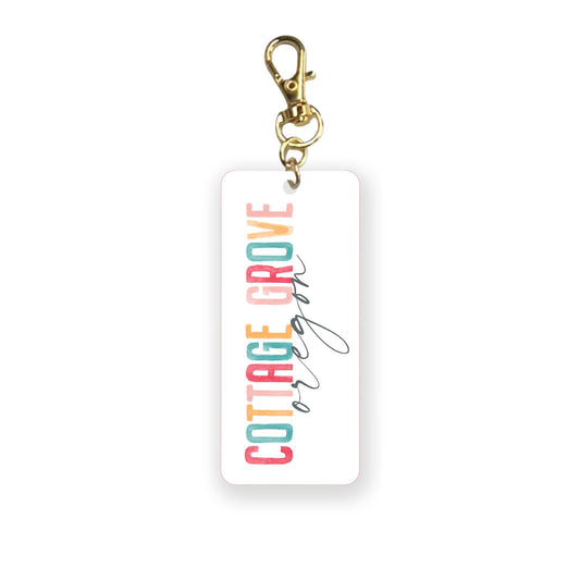 Acrylic Keychain-Watercolor City Cottage Grove Oregon -0