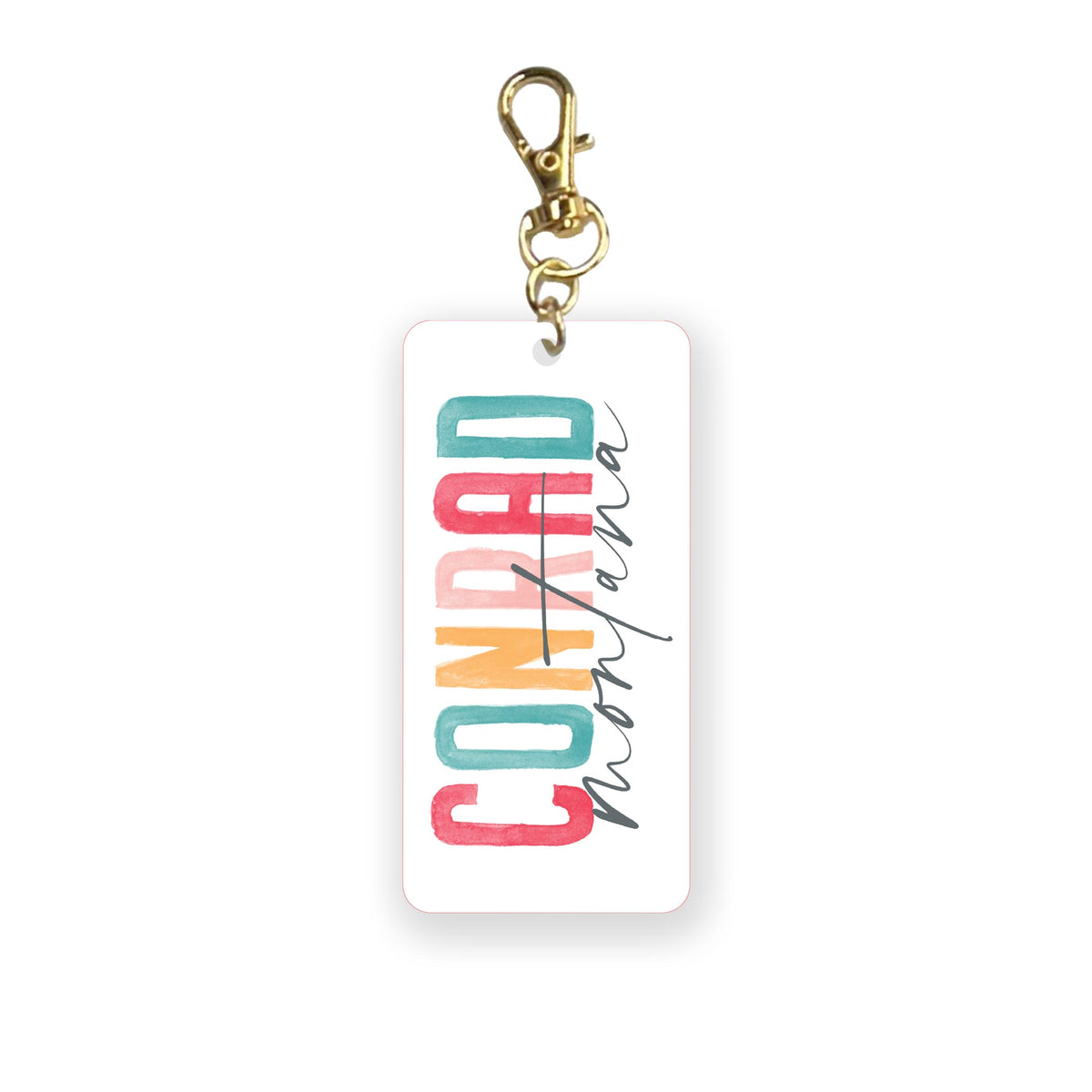 Acrylic Keychain-Watercolor City Conrad Montana -0