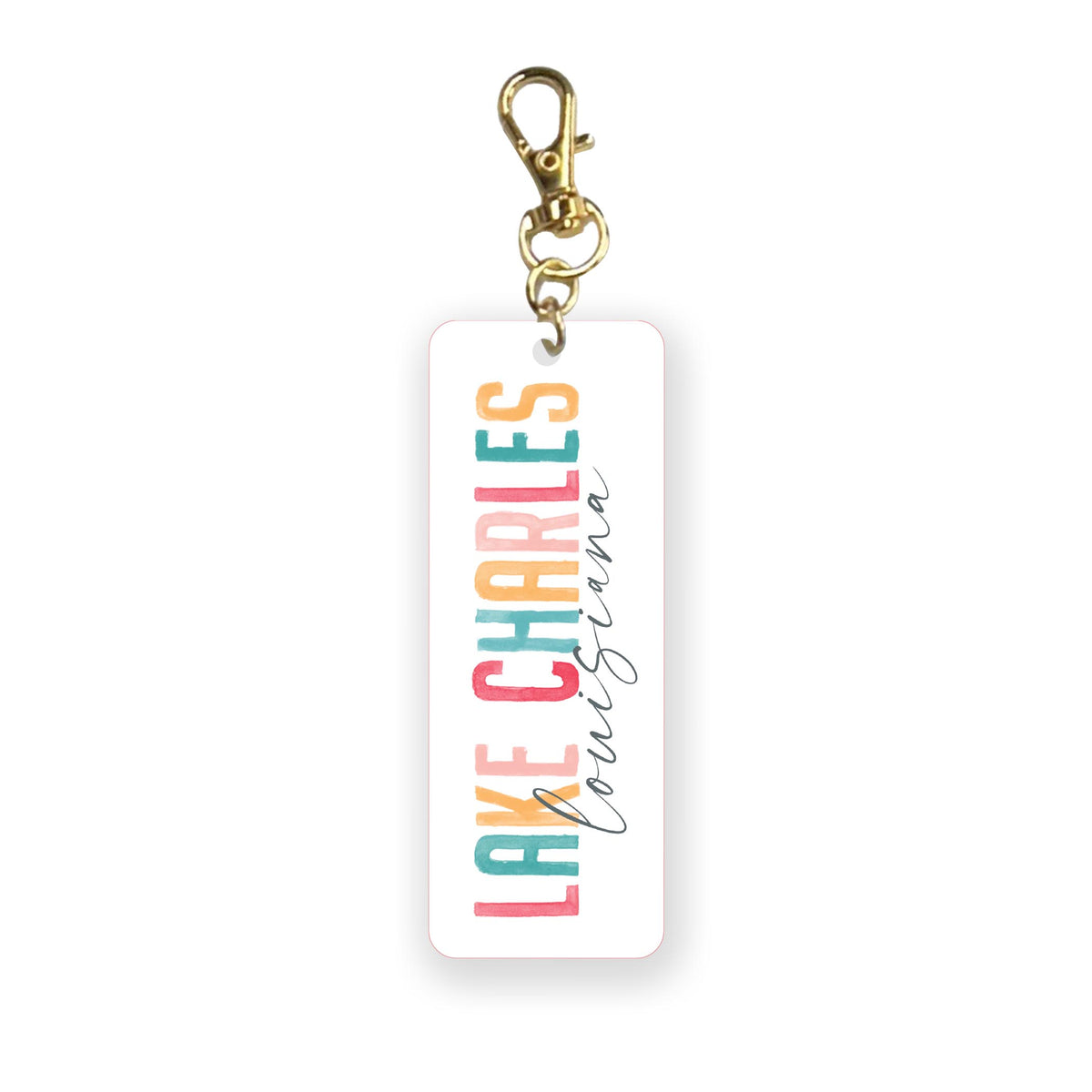 Acrylic Keychain-Watercolor City Lake Charles Louisiana -0