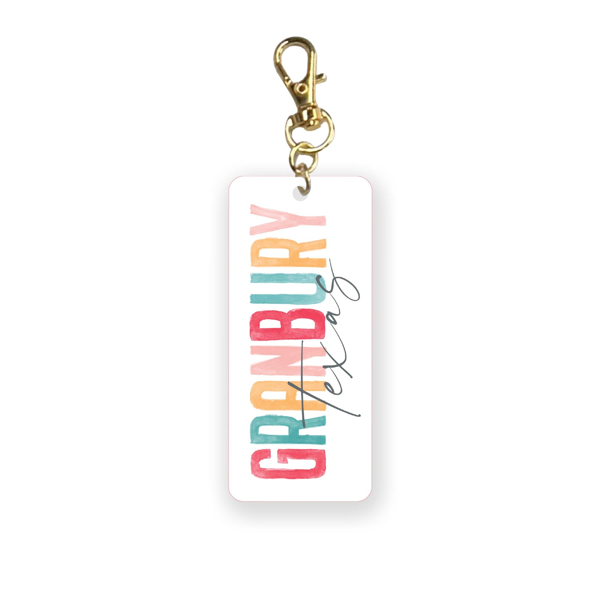 Acrylic Keychain-Watercolor City Granbury Texas -0