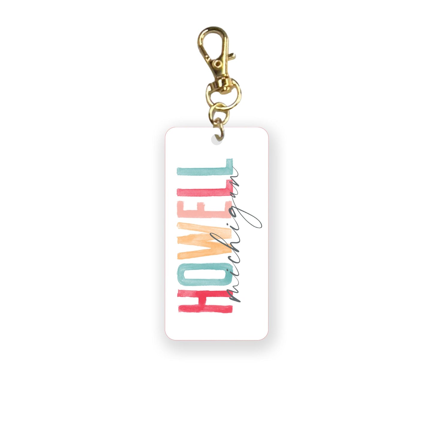 Acrylic Keychain-Watercolor City Howell Michigan -0