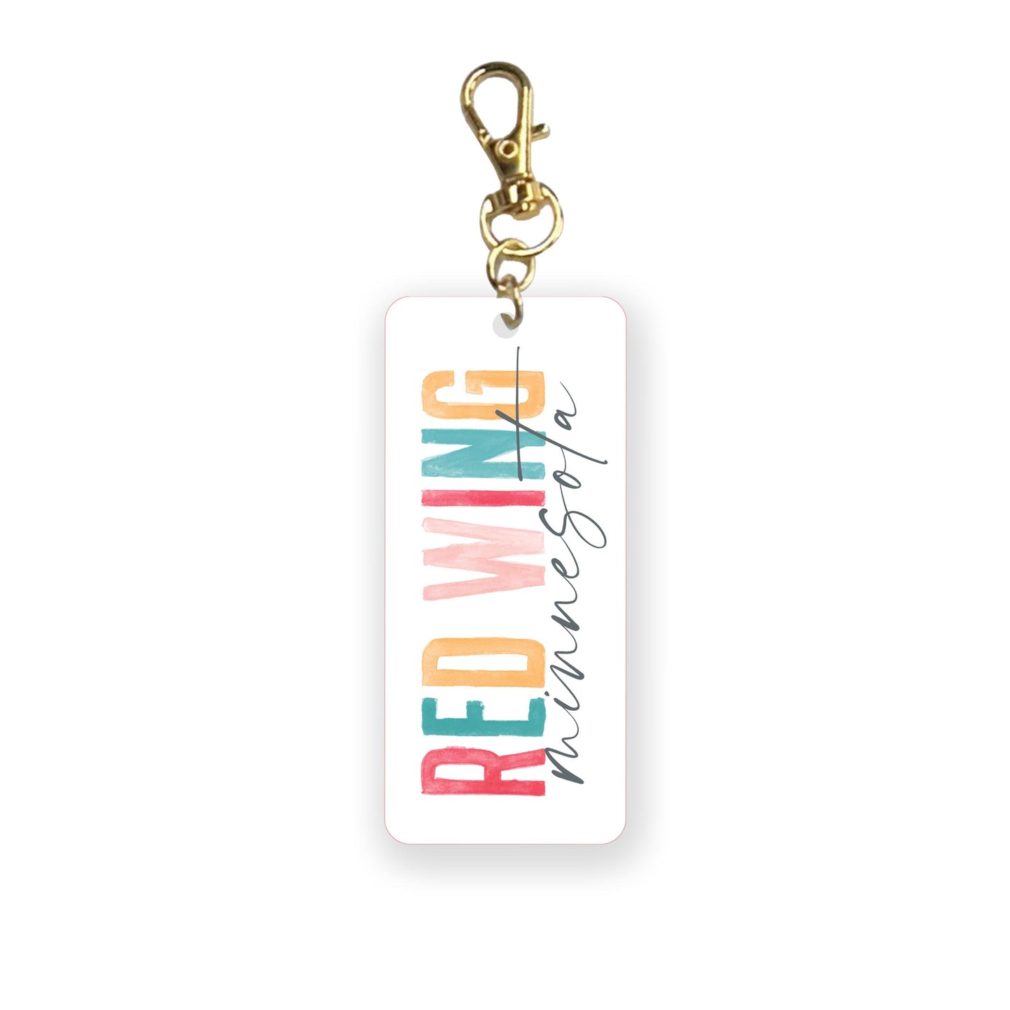 Acrylic Keychain-Watercolor City Red Wing Minnesota -0