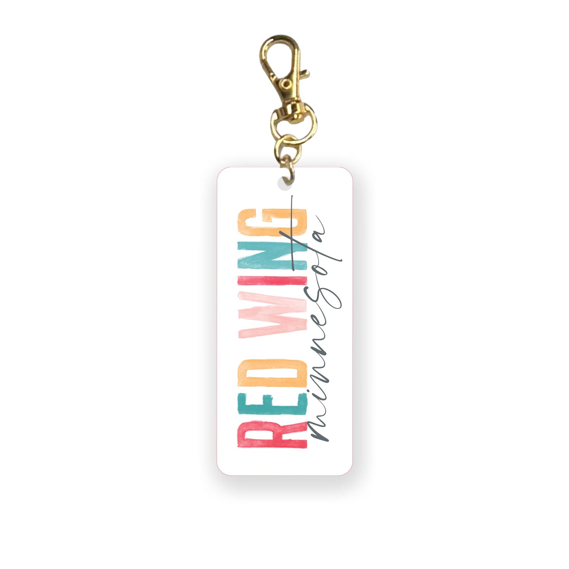 Acrylic Keychain-Watercolor City Red Wing Minnesota -0