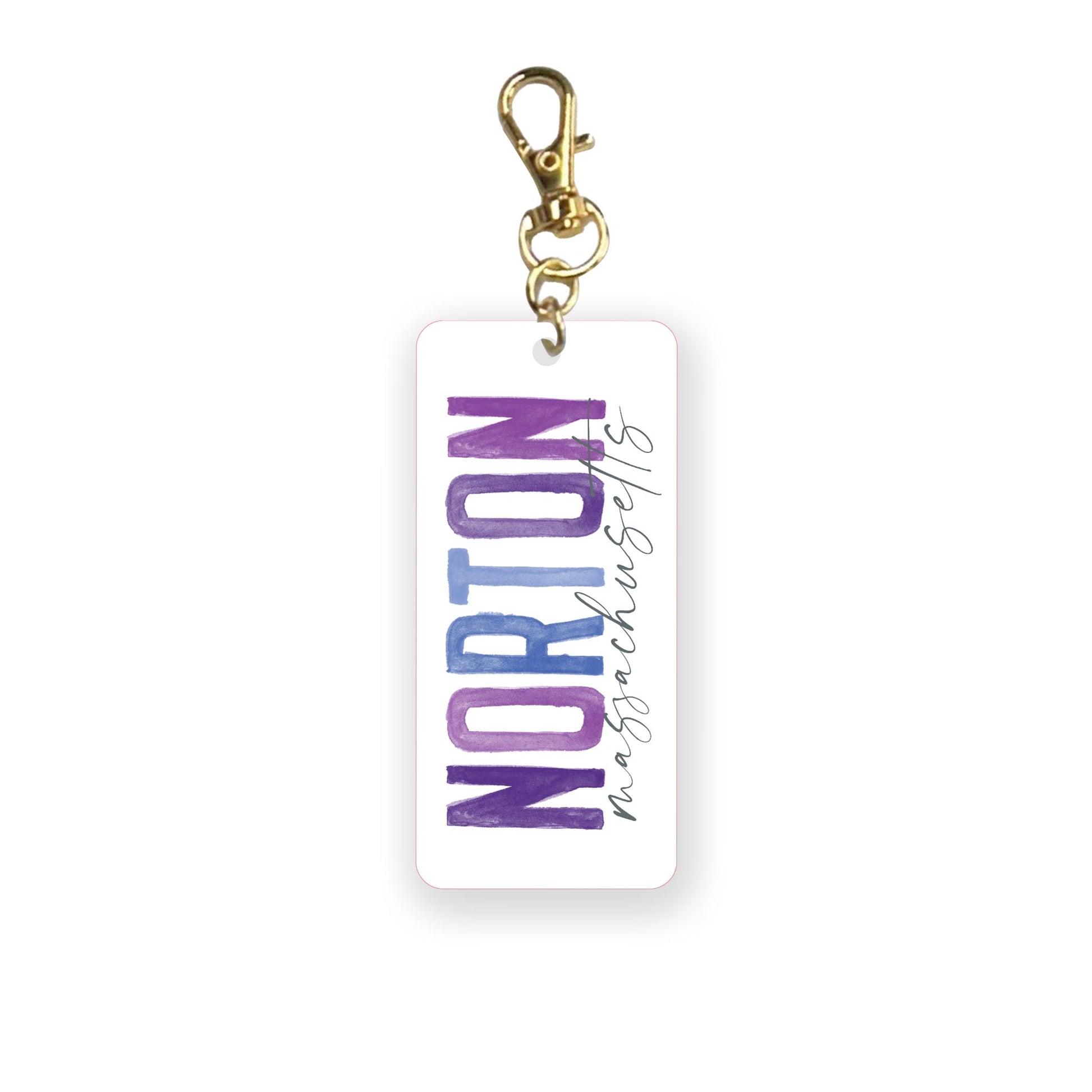 Acrylic Keychain-Watercolor City Purple Norton Massachusetts -0