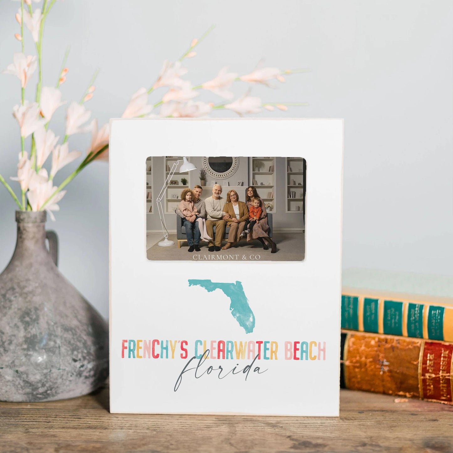 Lily Frame Vertical-Watercolor City Frenchy's Clearwater Beach Florida -1