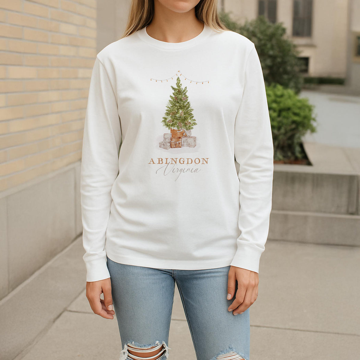 Long Sleeve T-Shirt White-Cottage Tree Abingdon Virginia -2