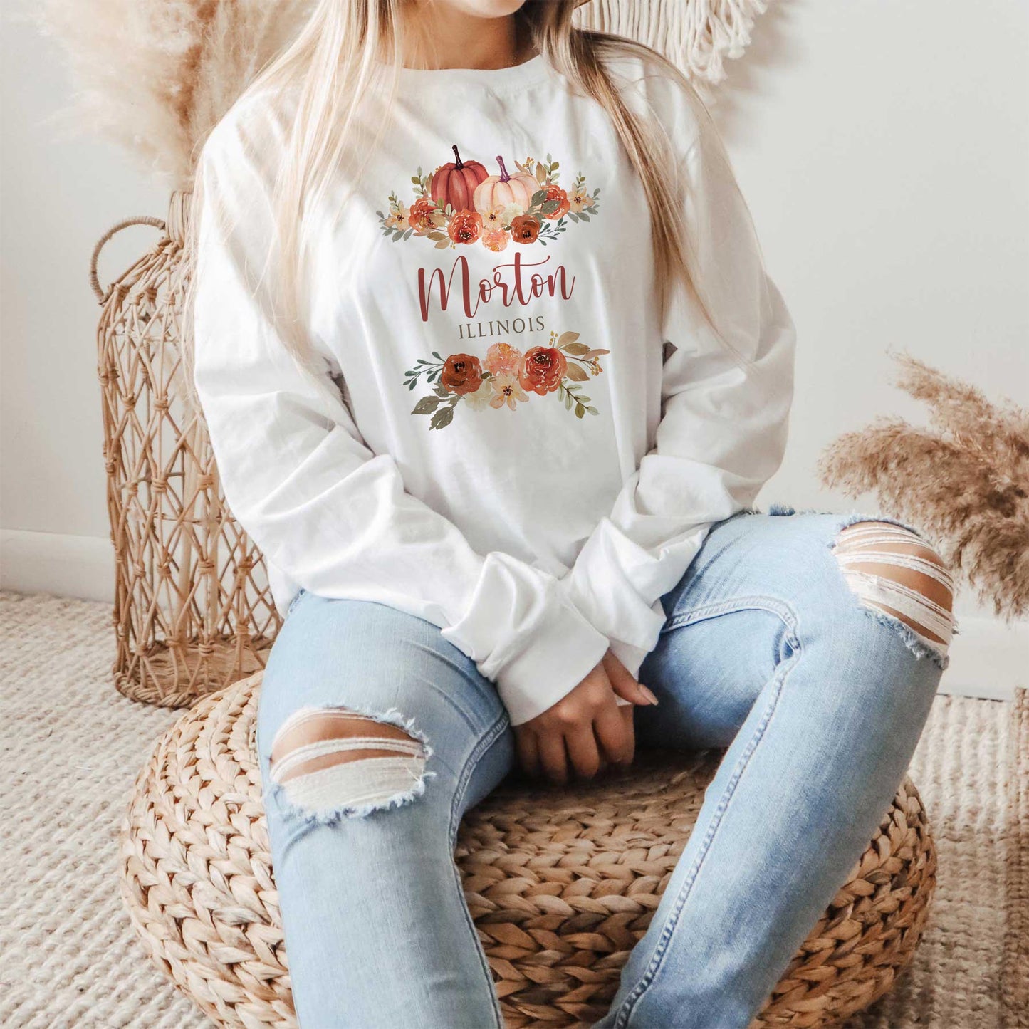 Long Sleeve T-Shirt White-Fall & Harvest Morton Illinois