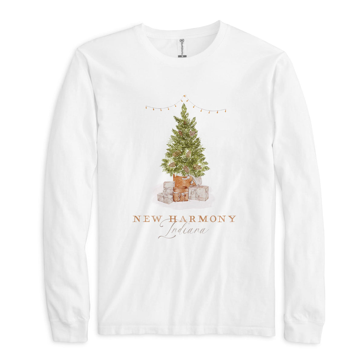 Long Sleeve T-Shirt White-Cottage Tree New Harmony Indiana -0
