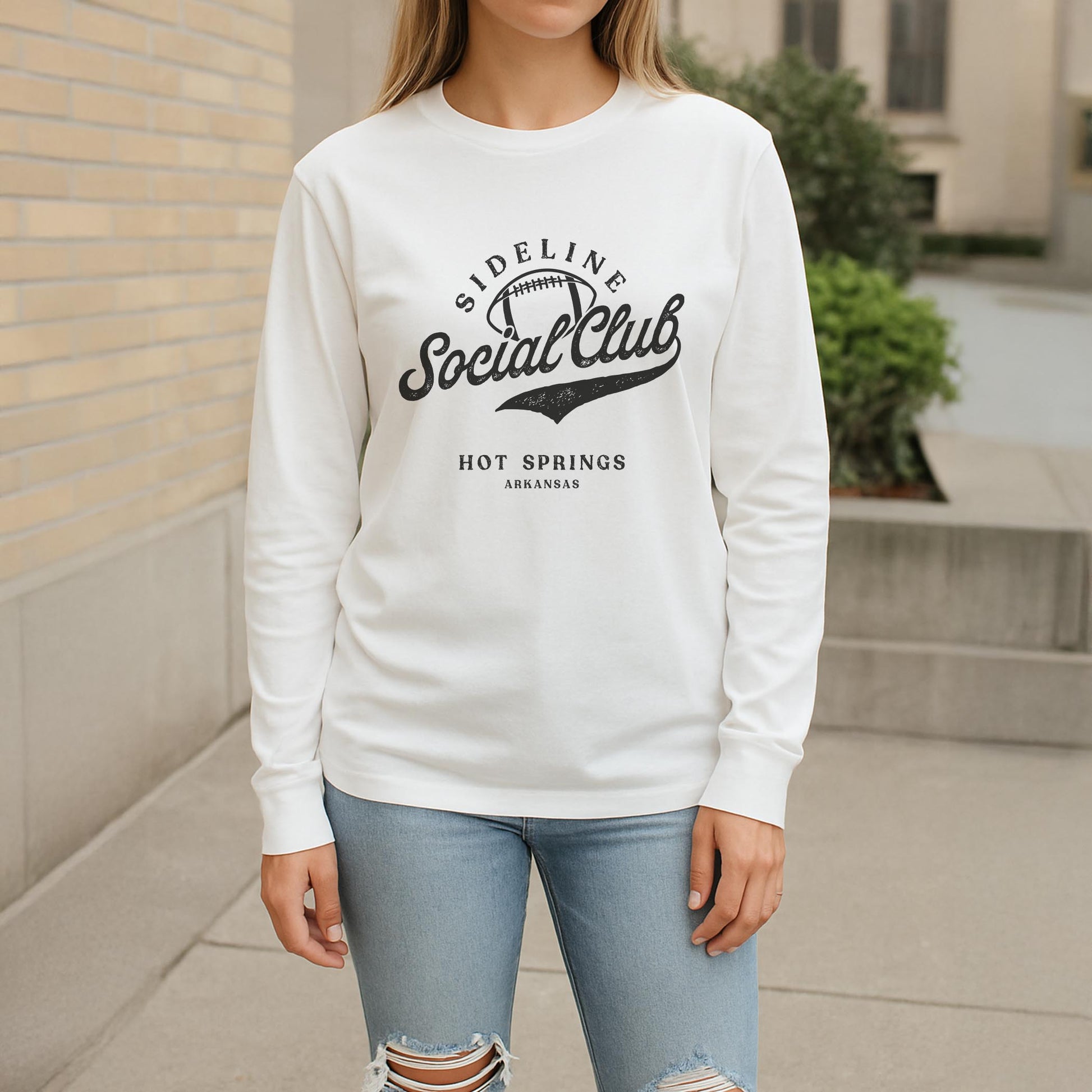 Long Sleeve T-Shirt White-Football Mom | Custom | Personalize -2