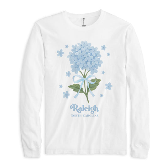 Long Sleeve T-Shirt White-Love+Local Hydrangea Cottage -0