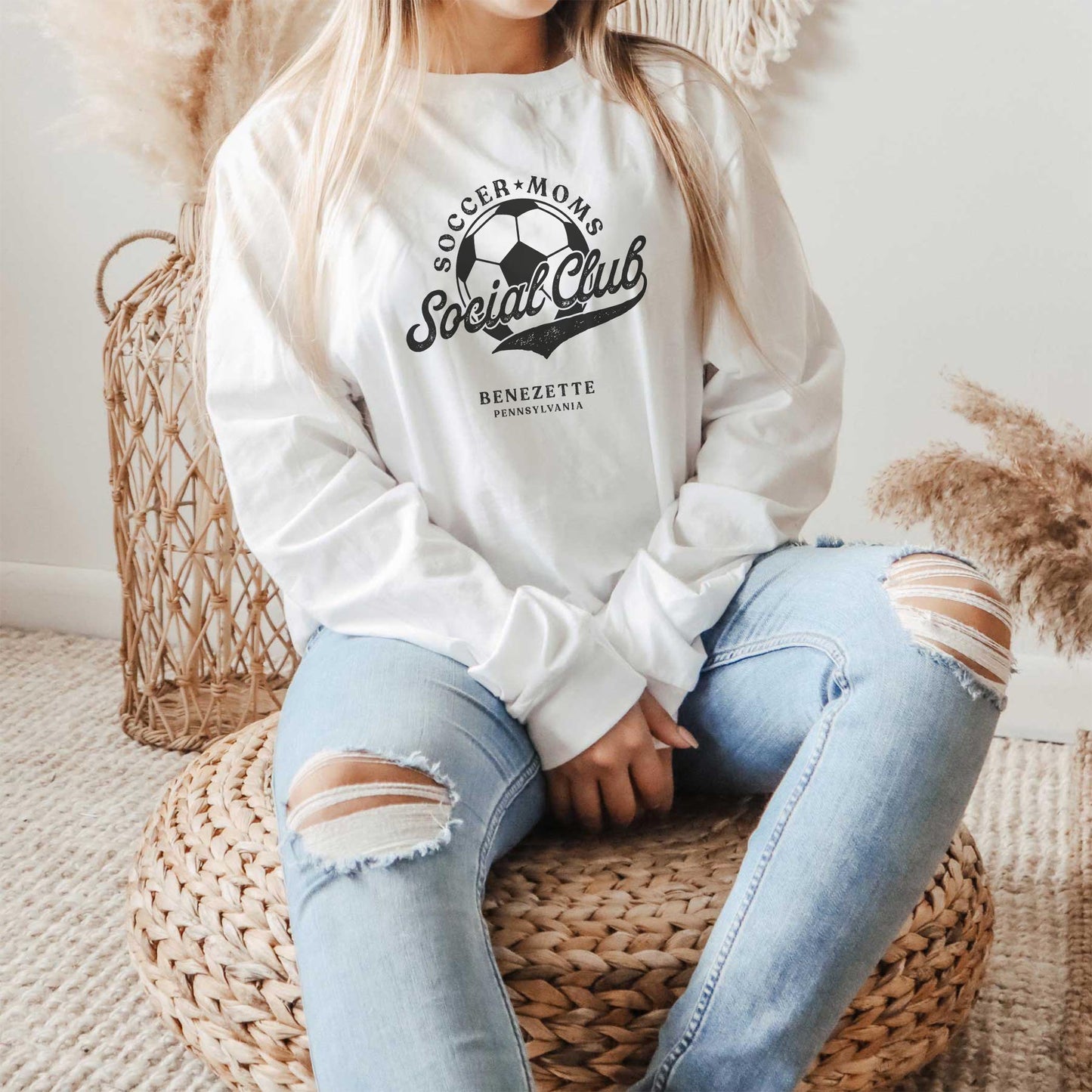 Long Sleeve T-Shirt White-Soccer Mom | Custom | Personalize -1
