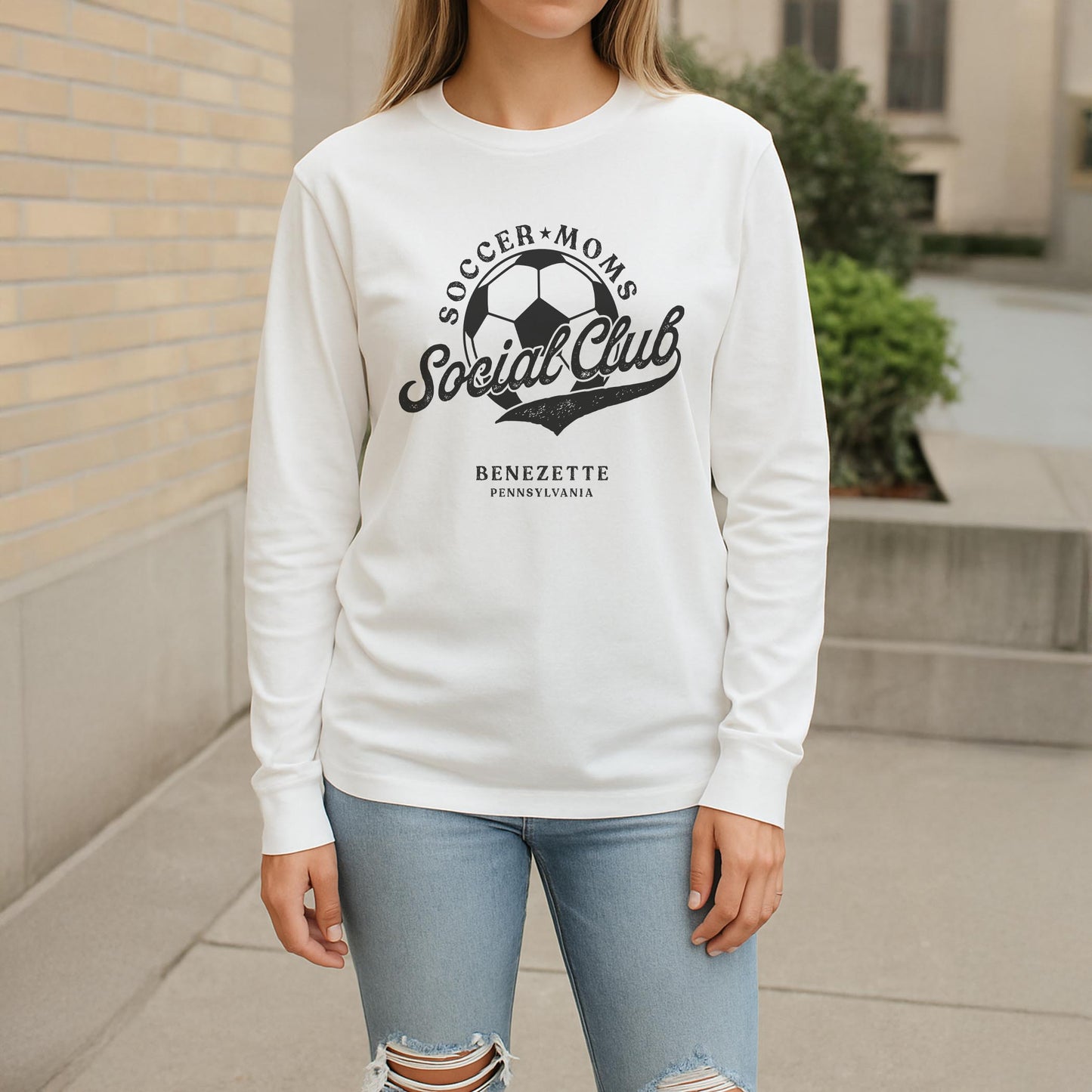 Long Sleeve T-Shirt White-Soccer Mom | Custom | Personalize -2