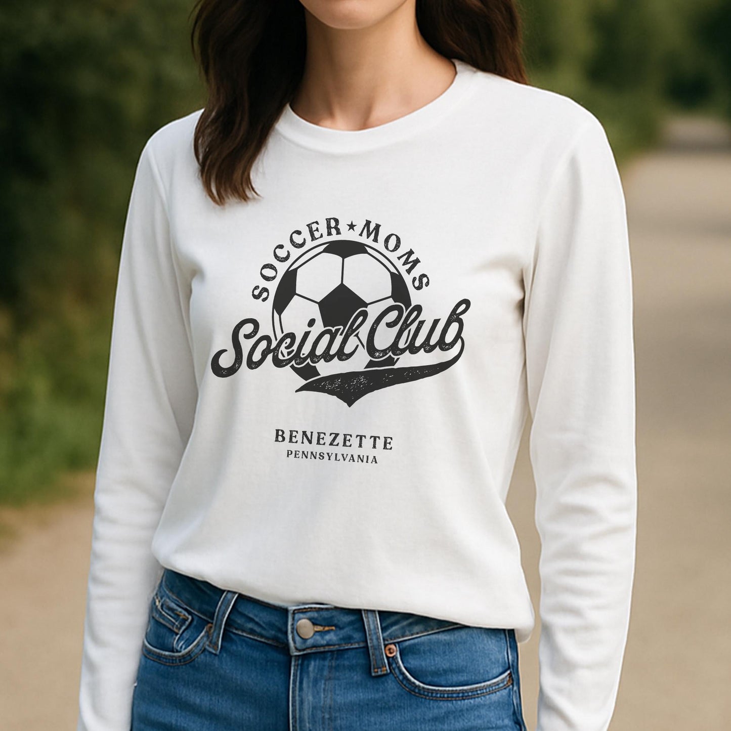 Long Sleeve T-Shirt White-Soccer Mom | Custom | Personalize -3