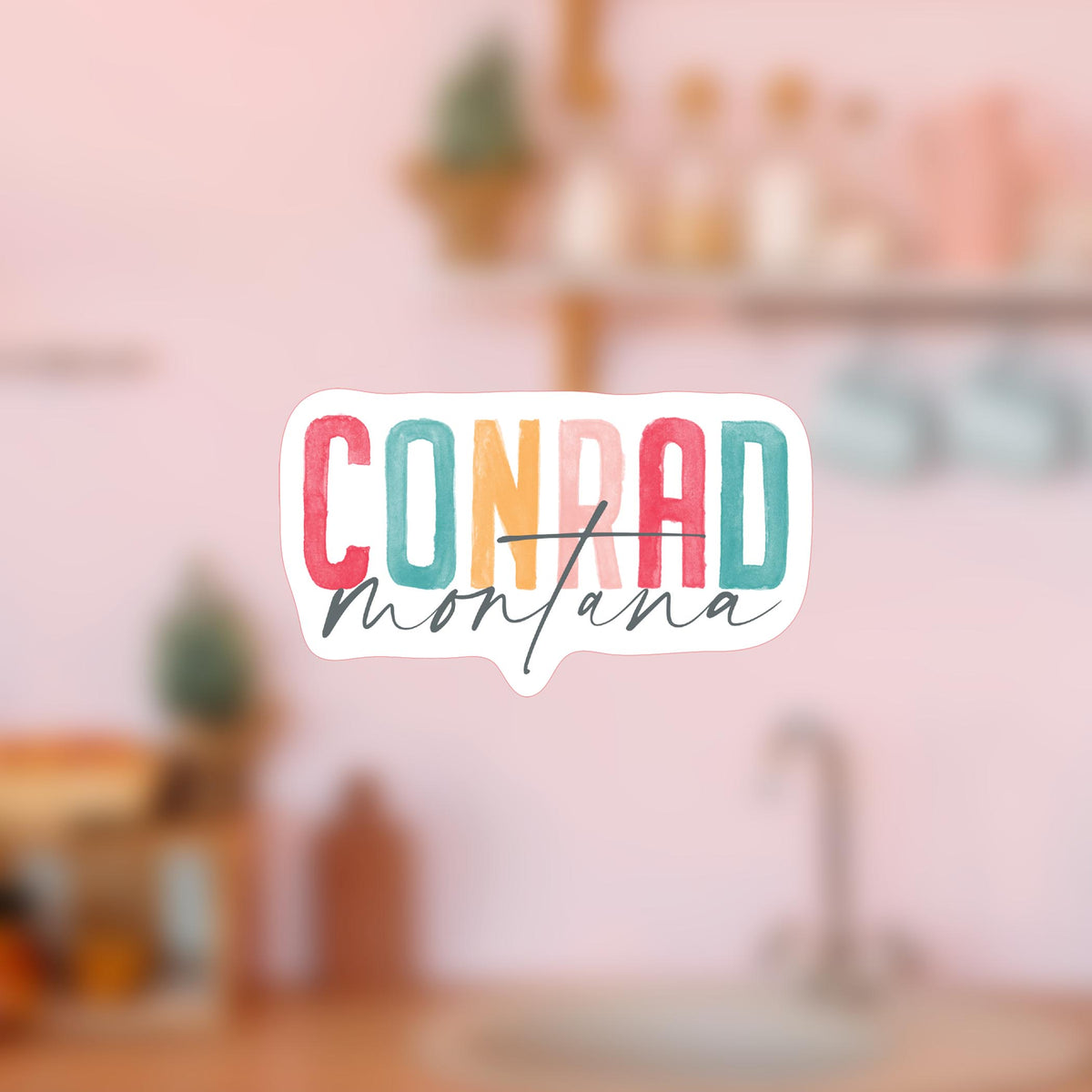 Vinyl Magnet-Watercolor City Conrad Montana -4