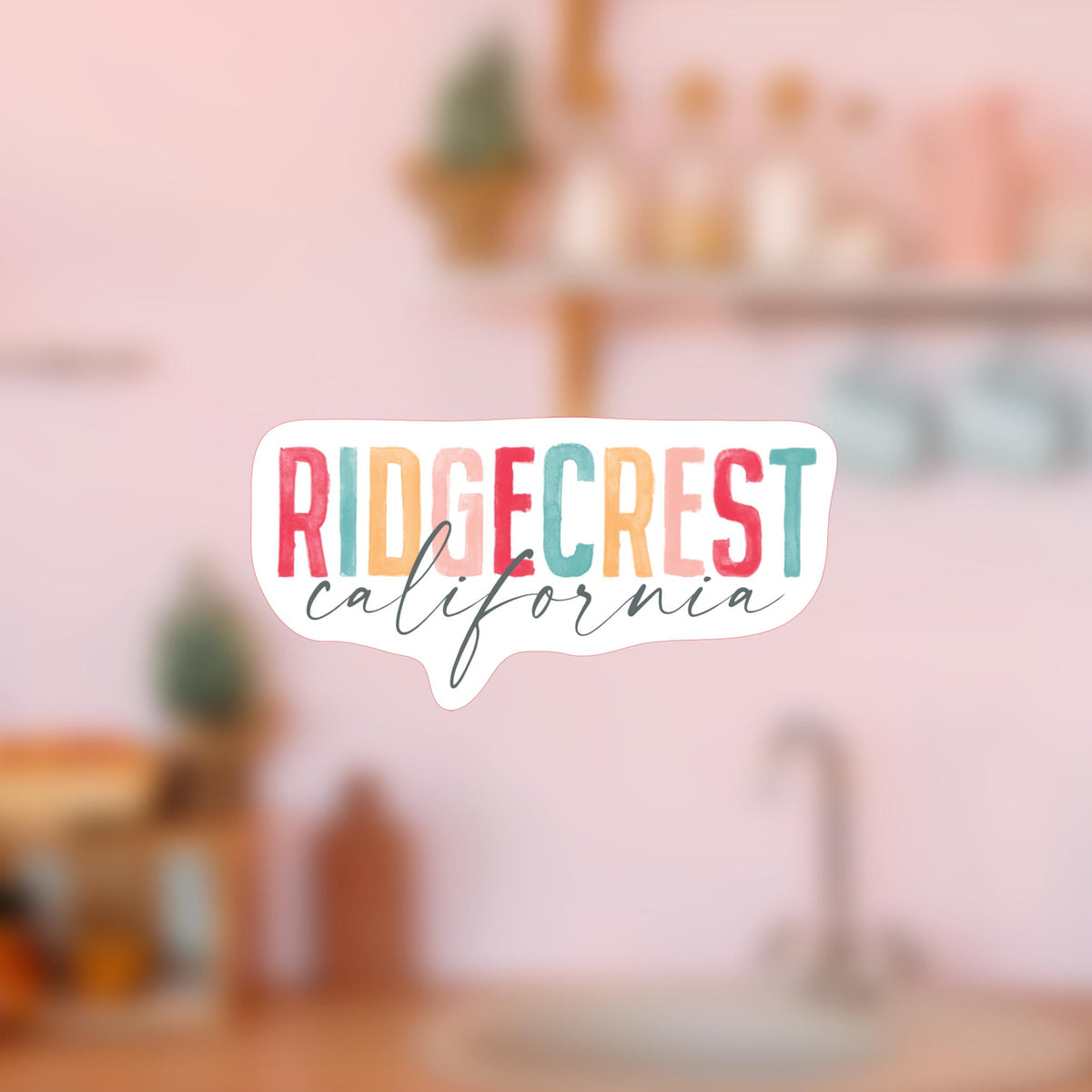 Vinyl Magnet-Watercolor City Ridgecrest California -4