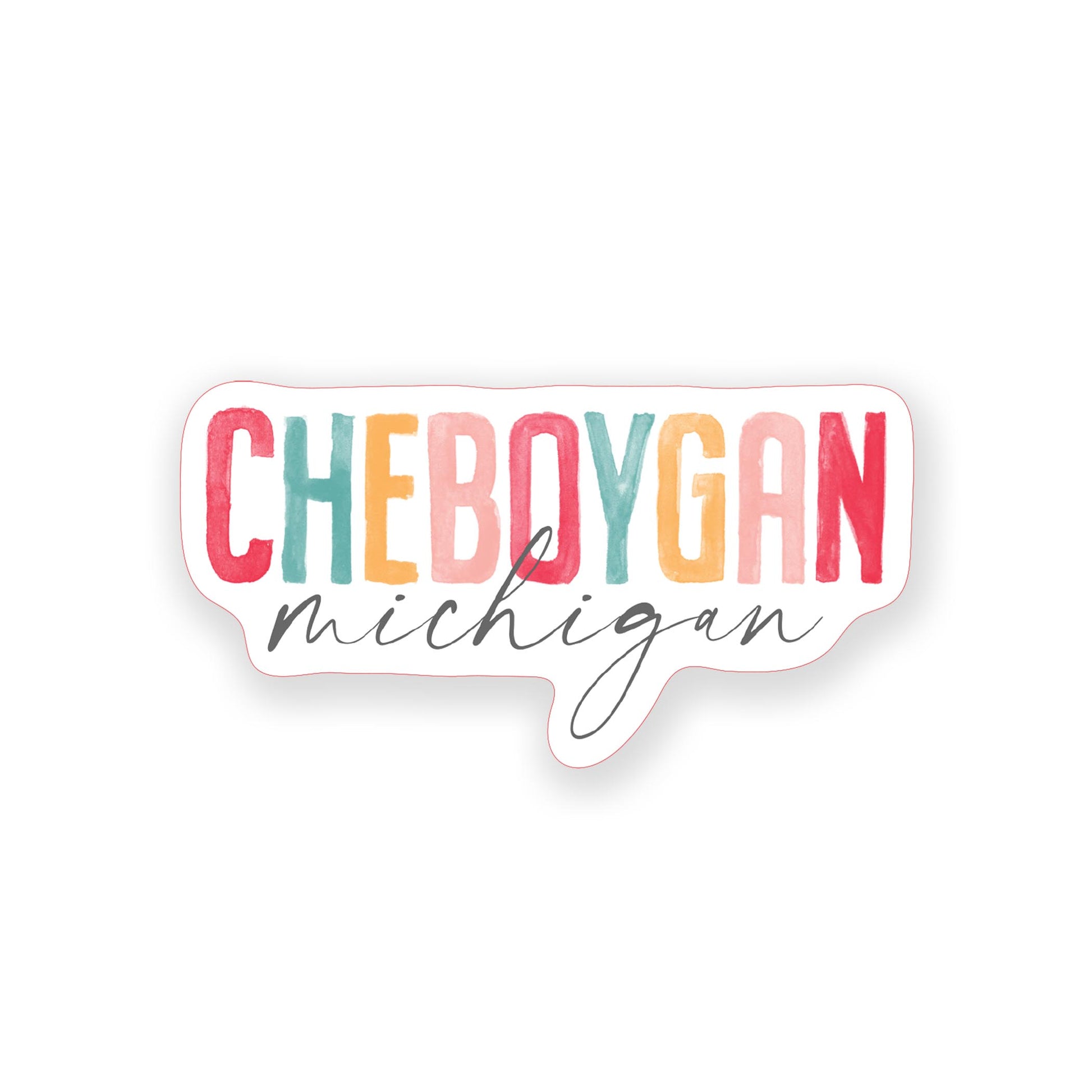 Vinyl Magnet-Watercolor City Cheboygan Michigan -0