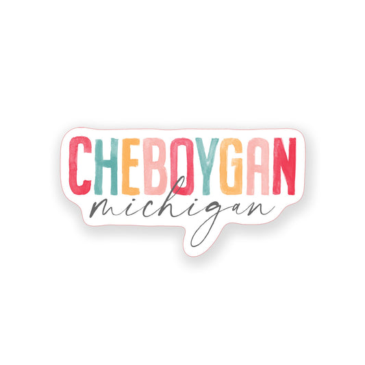 Vinyl Magnet-Watercolor City Cheboygan Michigan -0