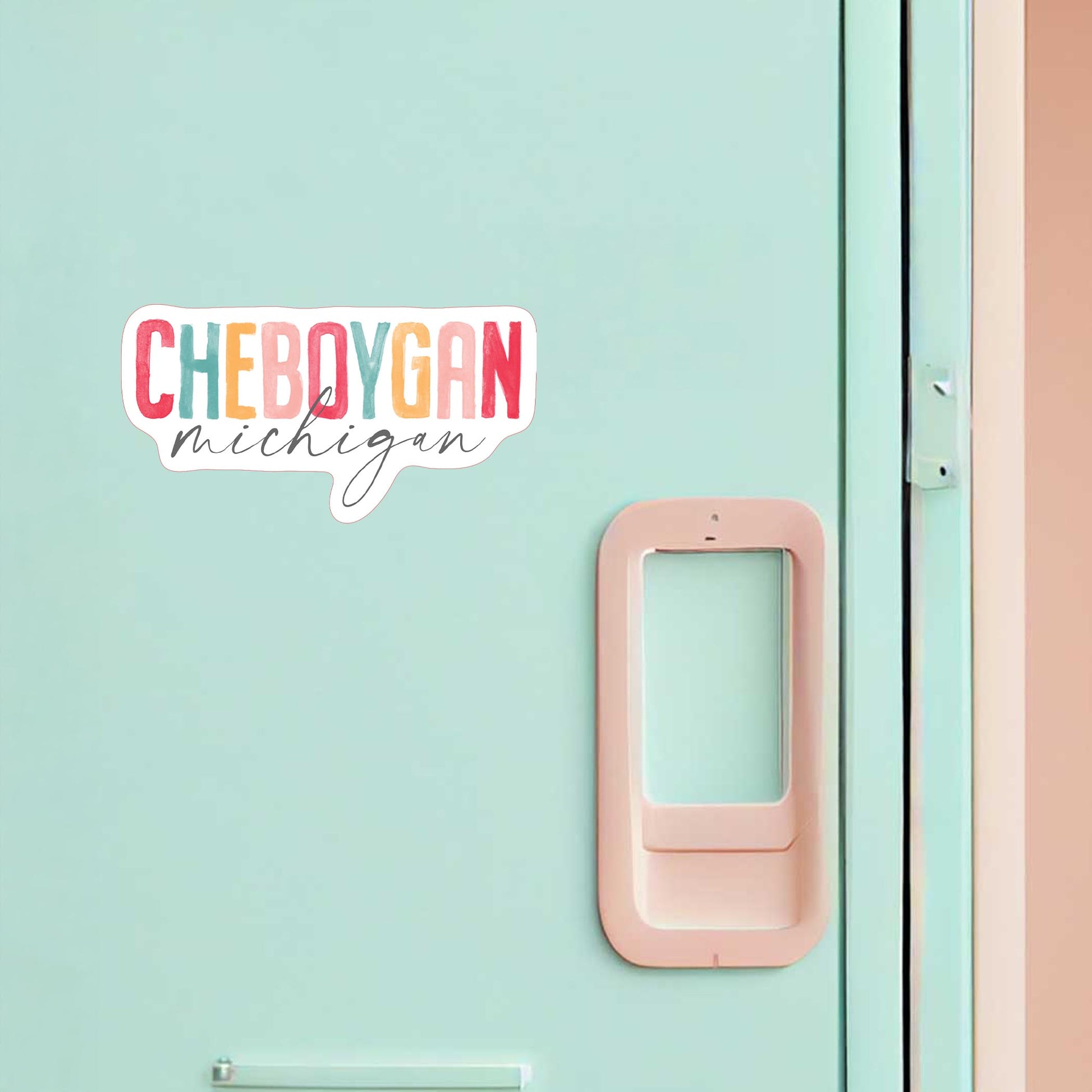Vinyl Magnet-Watercolor City Cheboygan Michigan -1