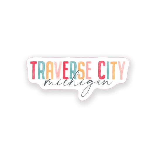 Vinyl Magnet-Watercolor City Traverse City Michigan -0