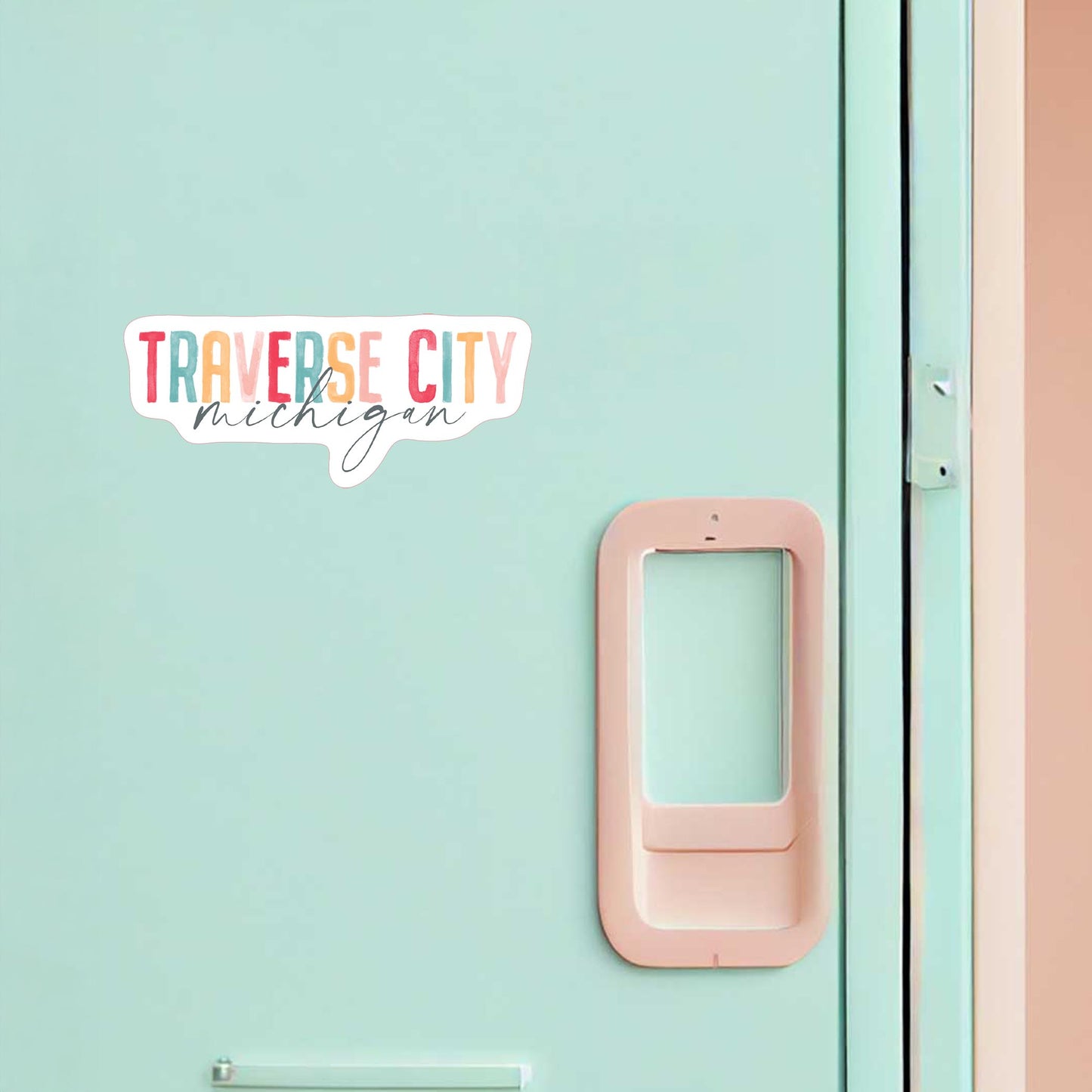 Vinyl Magnet-Watercolor City Traverse City Michigan -1