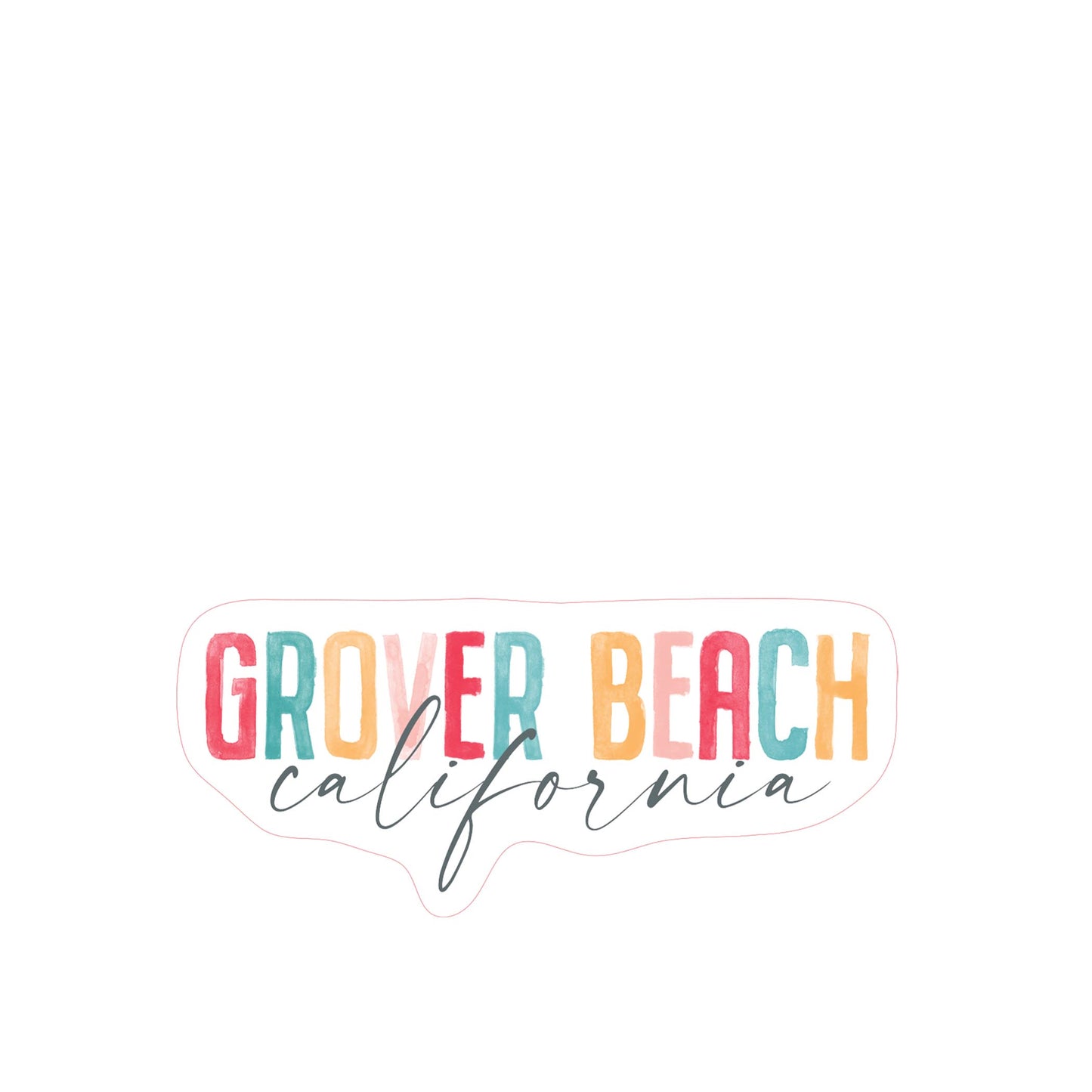 Vinyl Magnet-Watercolor City Grover Beach California -2